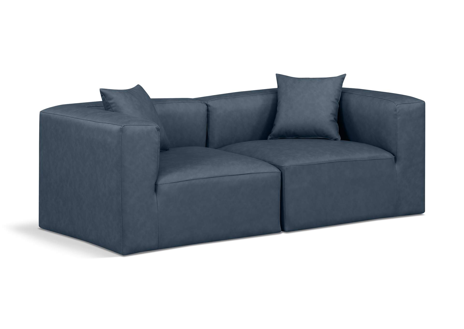 Cube Navy Blue Vegan Leather Modular Sofa