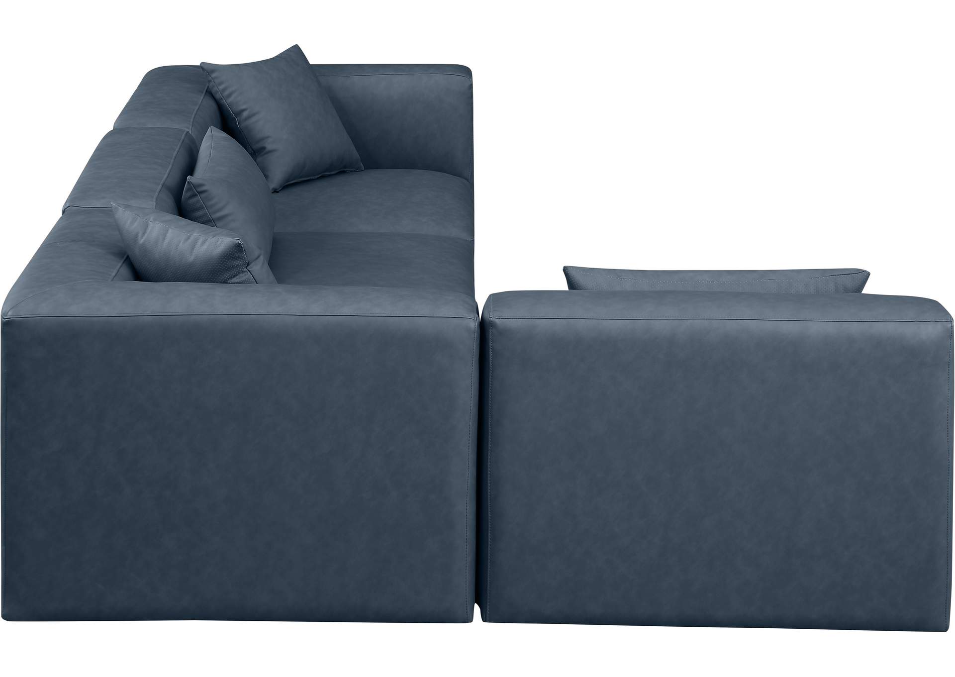 Cube Navy Blue Vegan Leather Modular Sectional