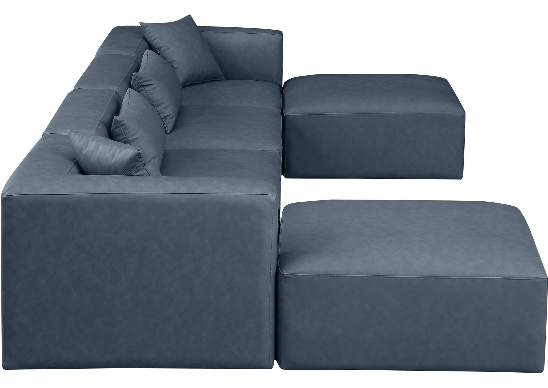 Cube Navy Blue Vegan Leather Modular Sectional