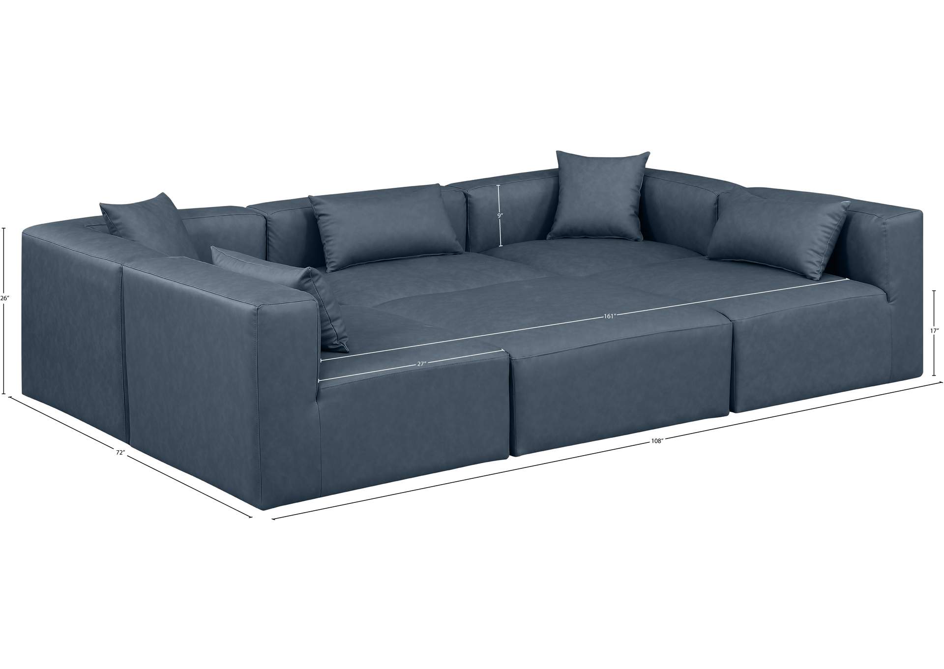 Cube Navy Blue Vegan Leather Modular Sectional image 9