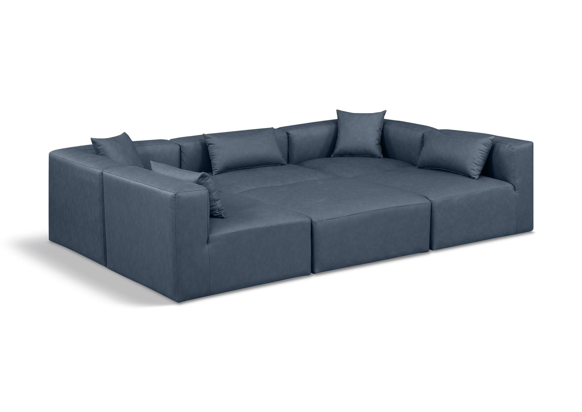 Cube Navy Blue Vegan Leather Modular Sectional image 1