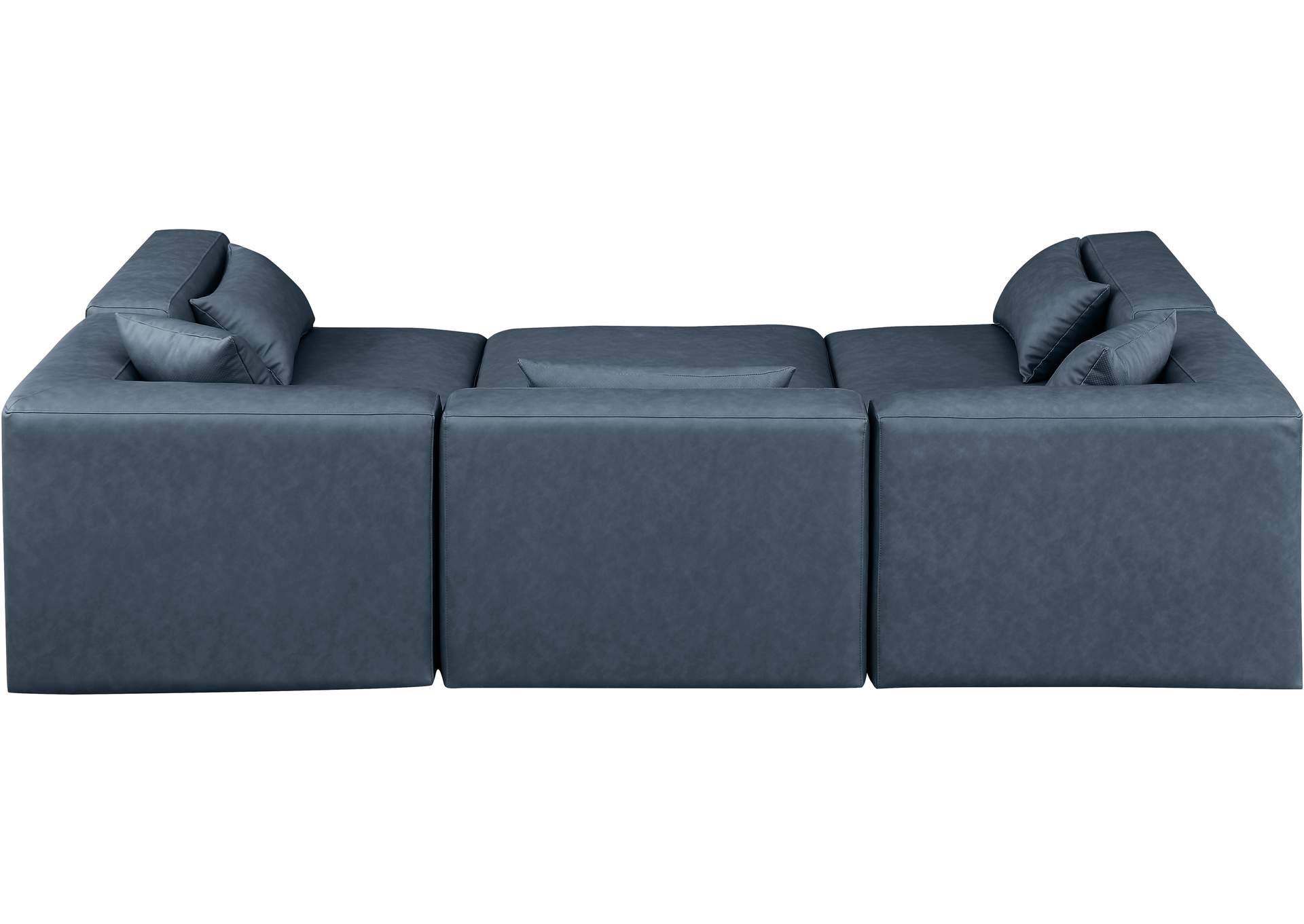 Cube Navy Blue Vegan Leather Modular Sectional image 4