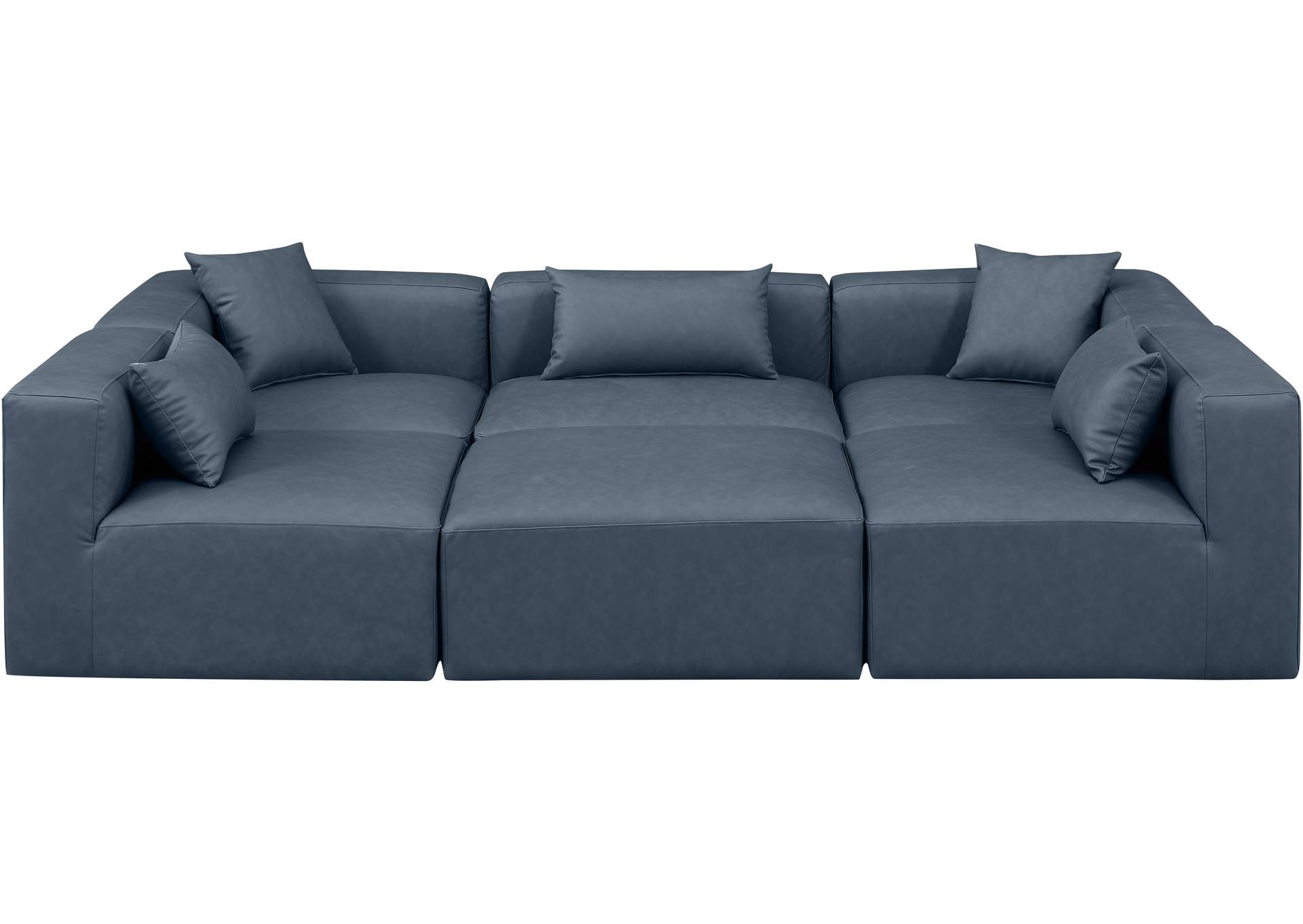 Cube Navy Blue Vegan Leather Modular Sectional image 5