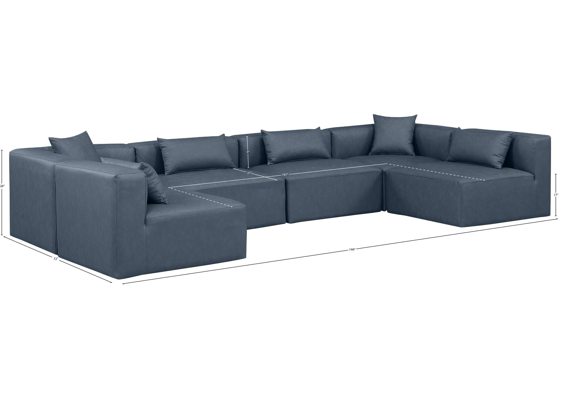 Cube Navy Blue Vegan Leather Modular Sectional image 10