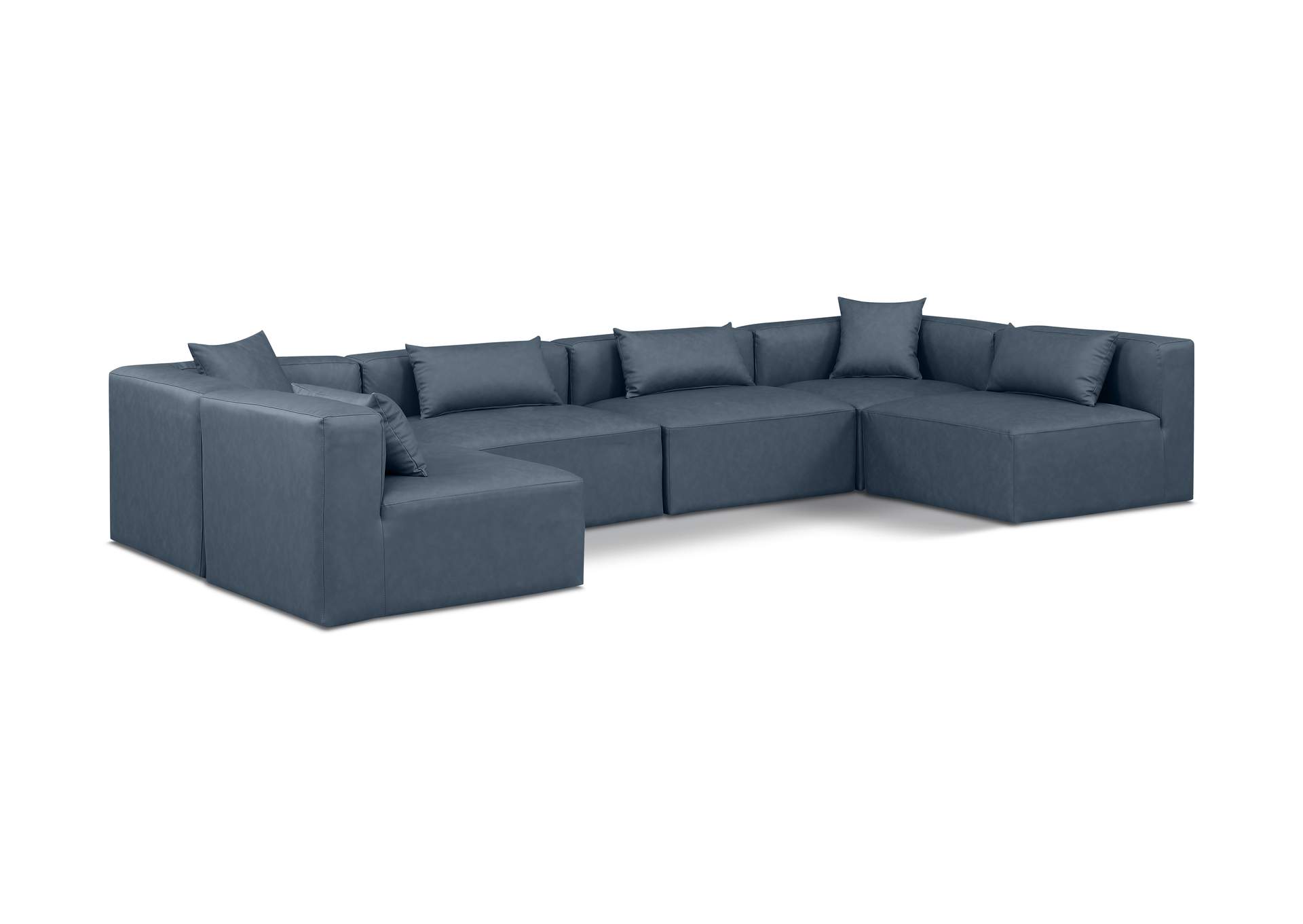 Cube Navy Blue Vegan Leather Modular Sectional image 1