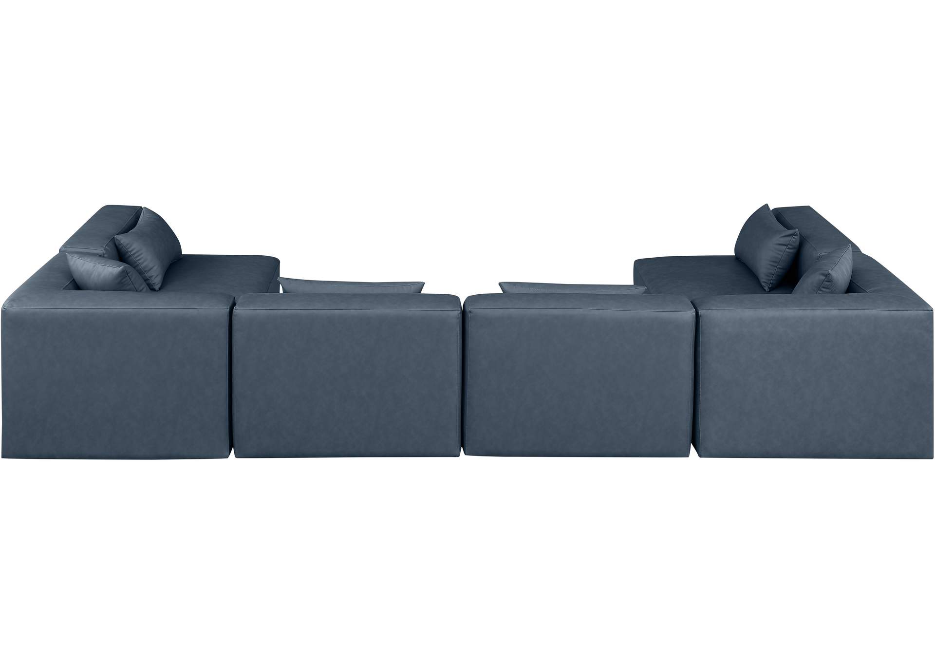 Cube Navy Blue Vegan Leather Modular Sectional image 4
