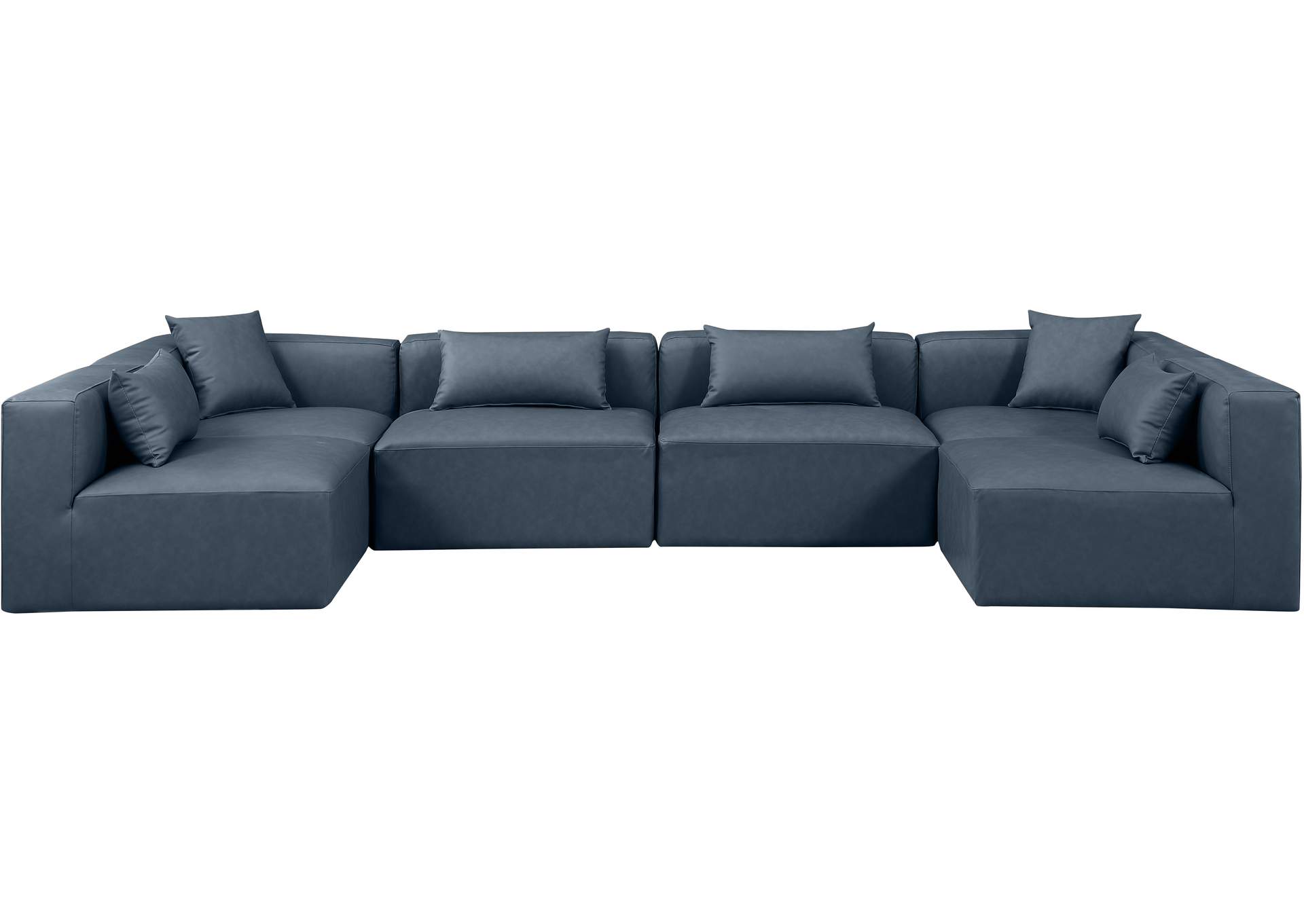 Cube Navy Blue Vegan Leather Modular Sectional image 5