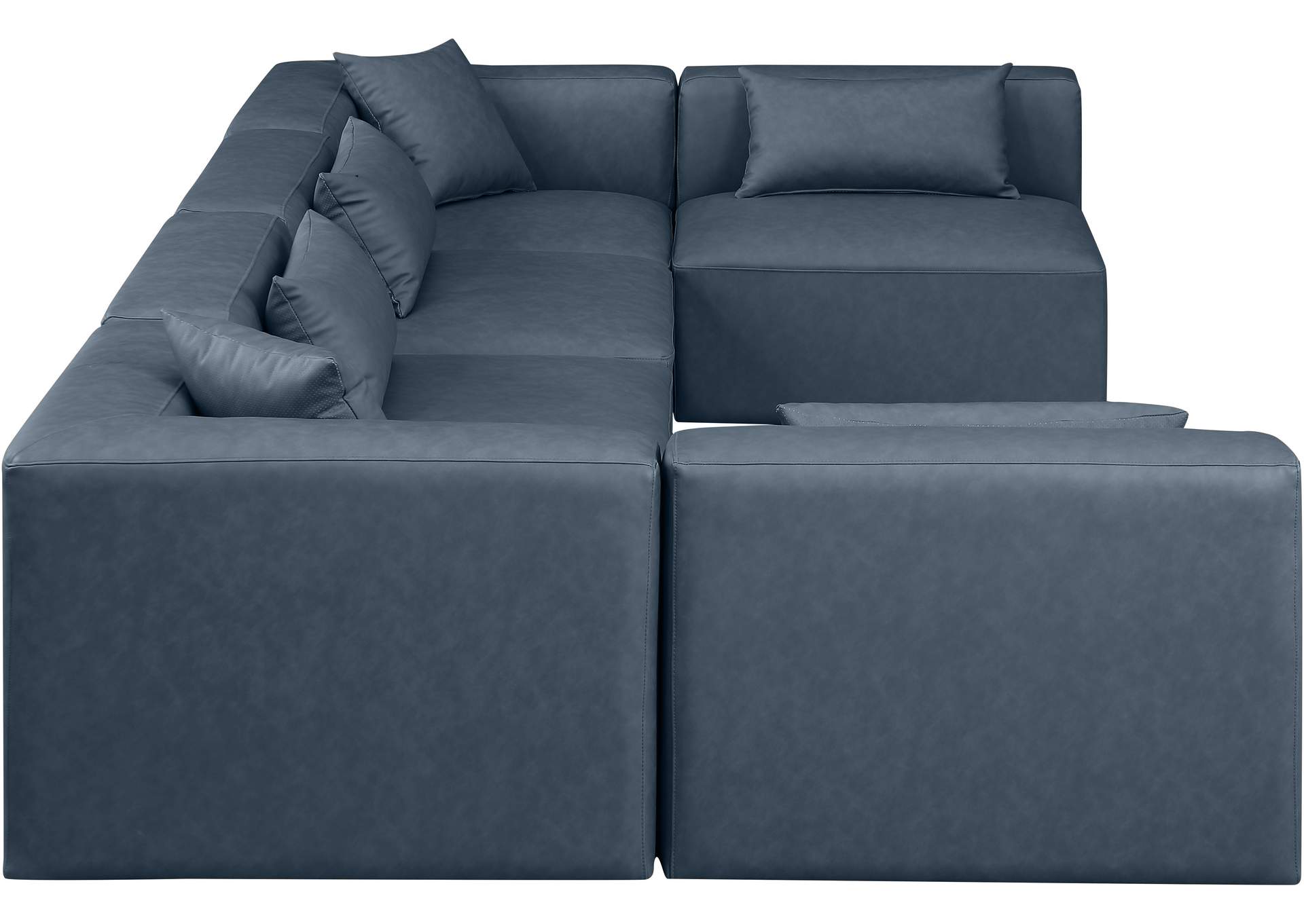 Cube Navy Blue Vegan Leather Modular Sectional image 6