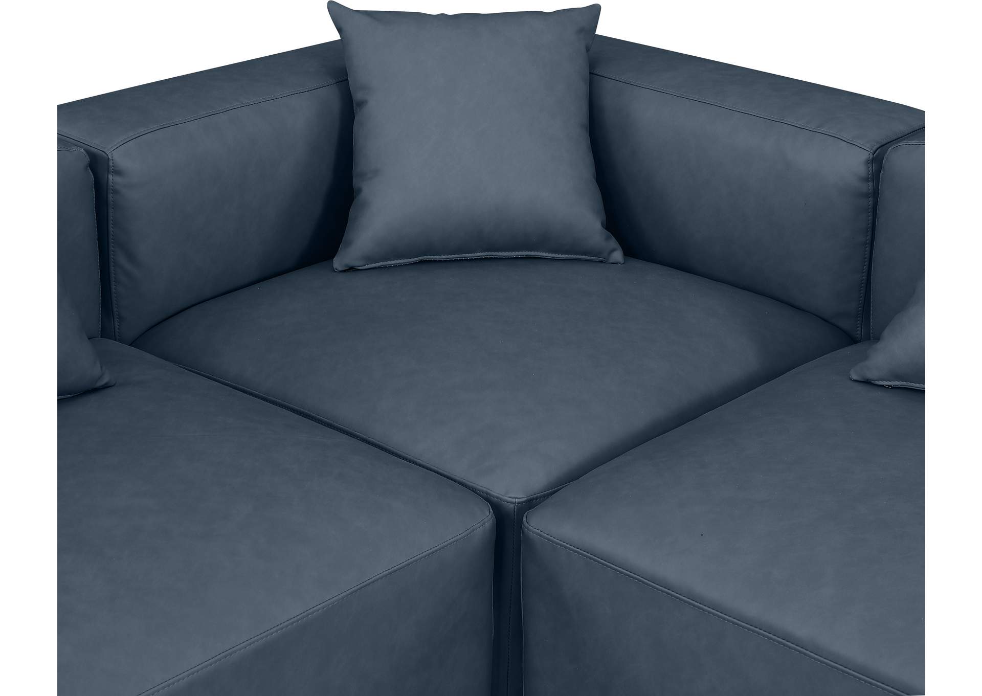 Cube Navy Blue Vegan Leather Modular Sectional image 7
