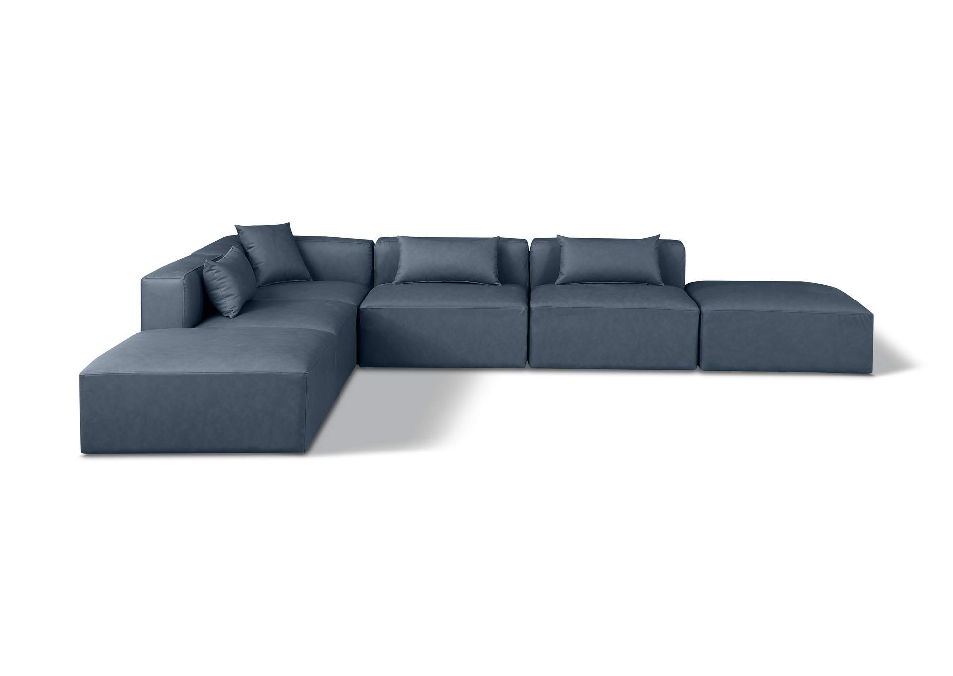 Cube Navy Blue Vegan Leather Modular Sectional image 1