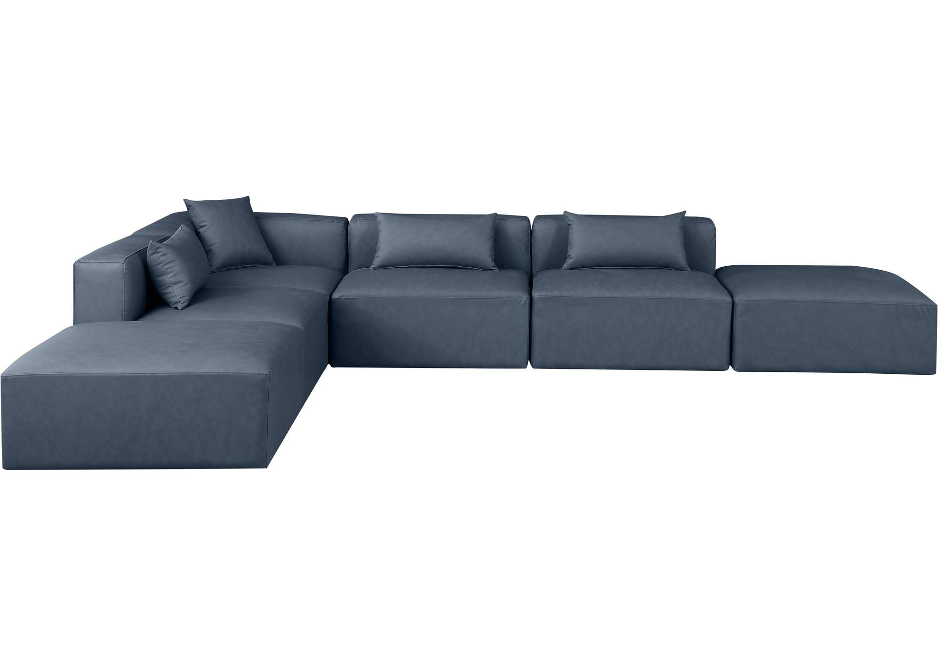 Cube Navy Blue Vegan Leather Modular Sectional image 4