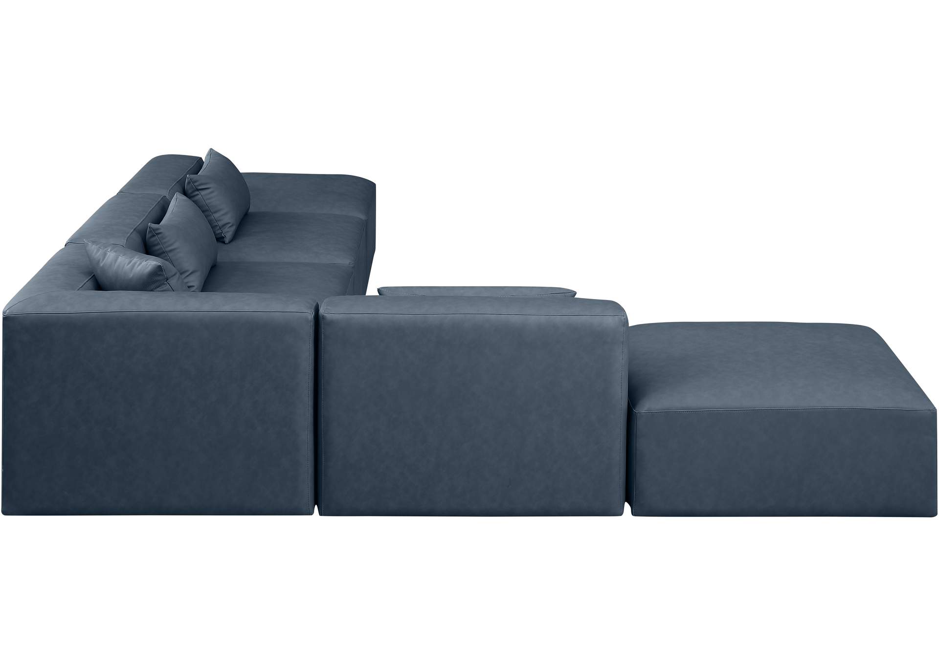 Cube Navy Blue Vegan Leather Modular Sectional image 5