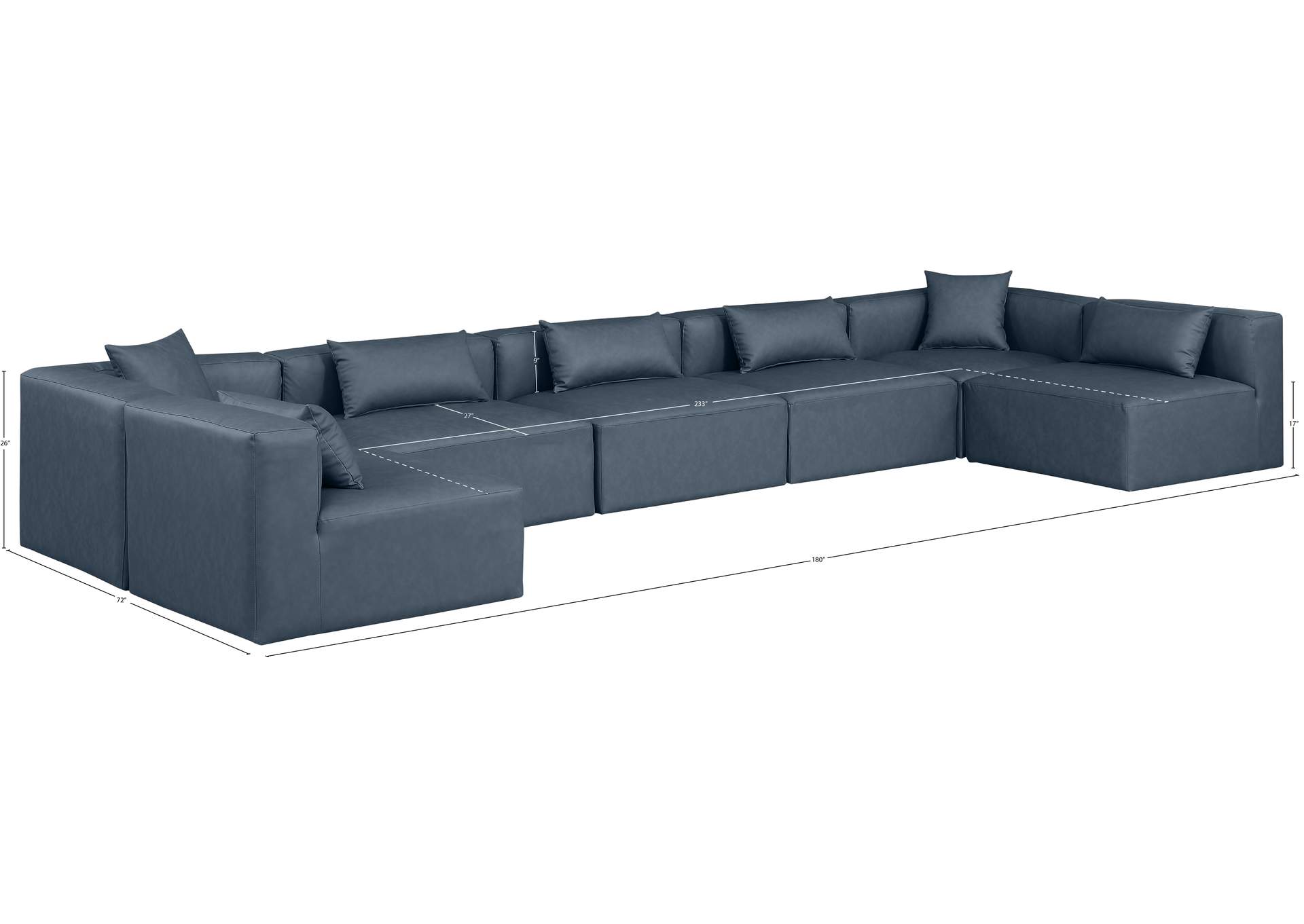Cube Navy Blue Vegan Leather Modular Sectional image 10
