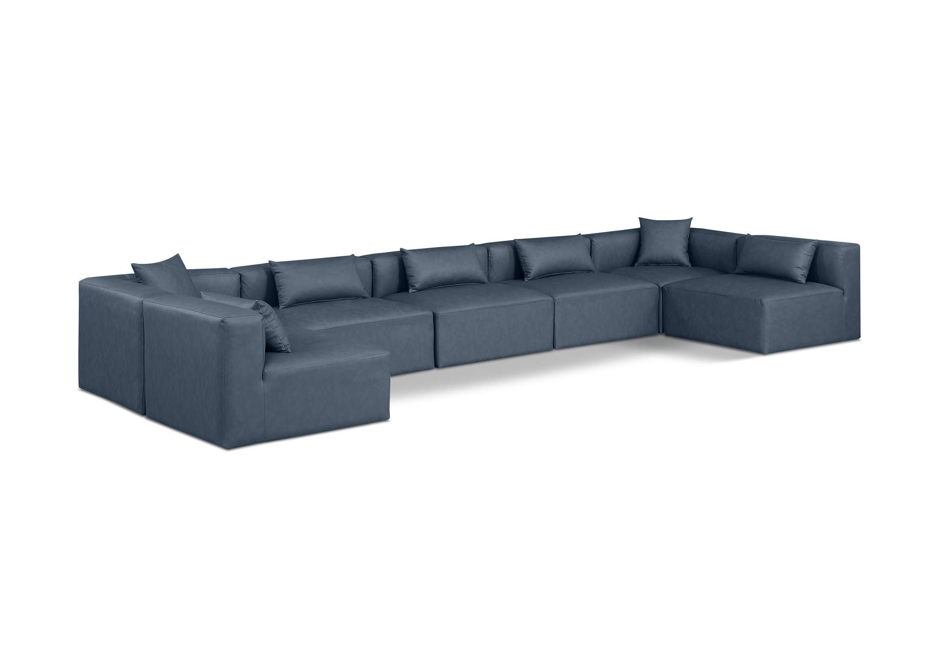 Cube Navy Blue Vegan Leather Modular Sectional image 1