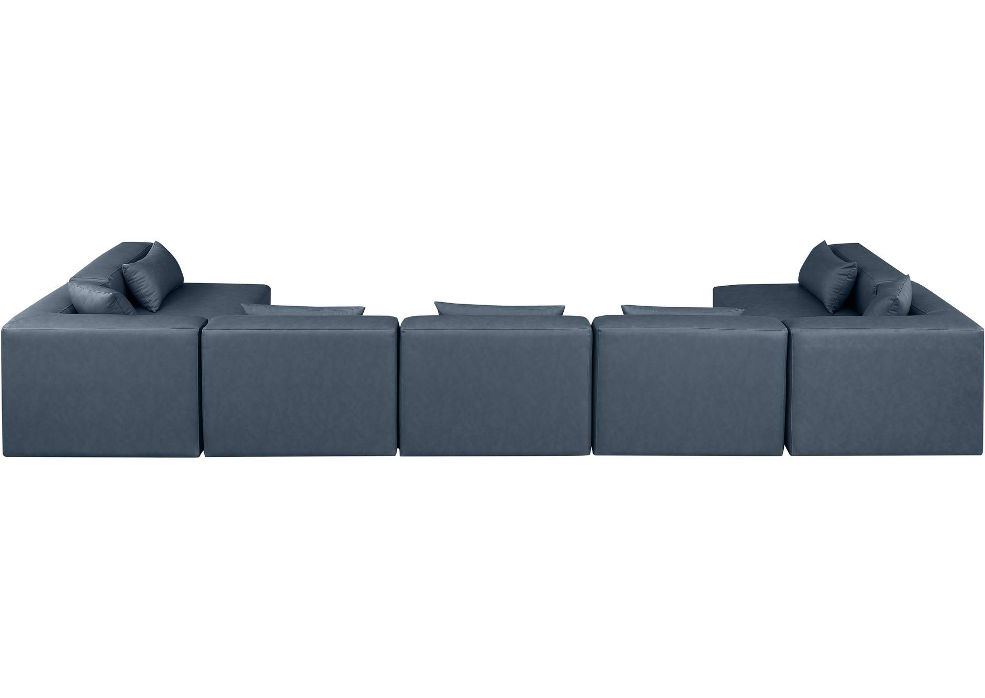 Cube Navy Blue Vegan Leather Modular Sectional image 4