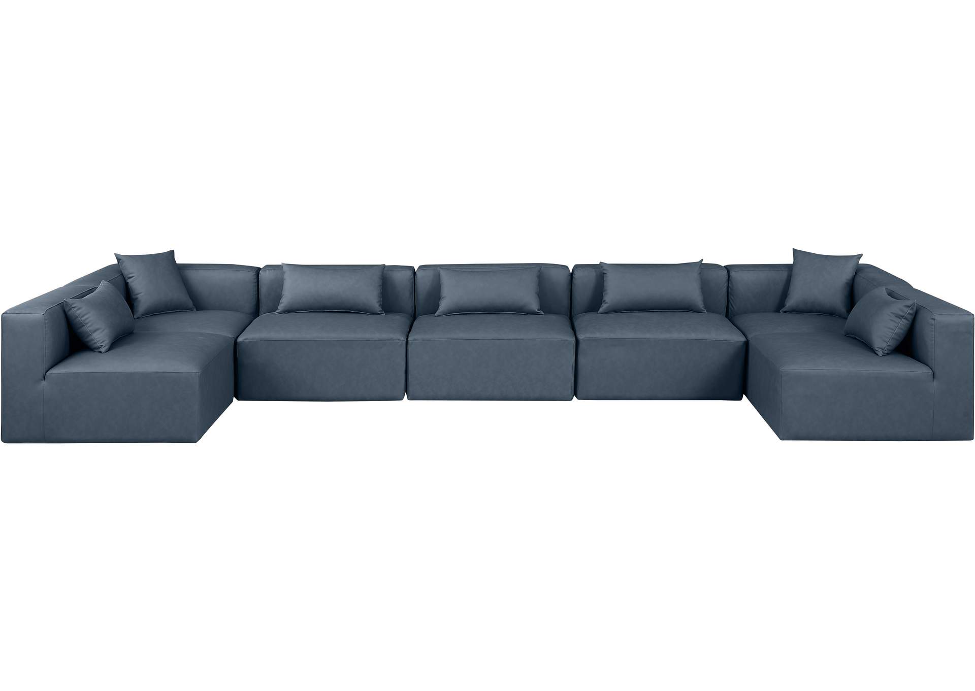 Cube Navy Blue Vegan Leather Modular Sectional image 5