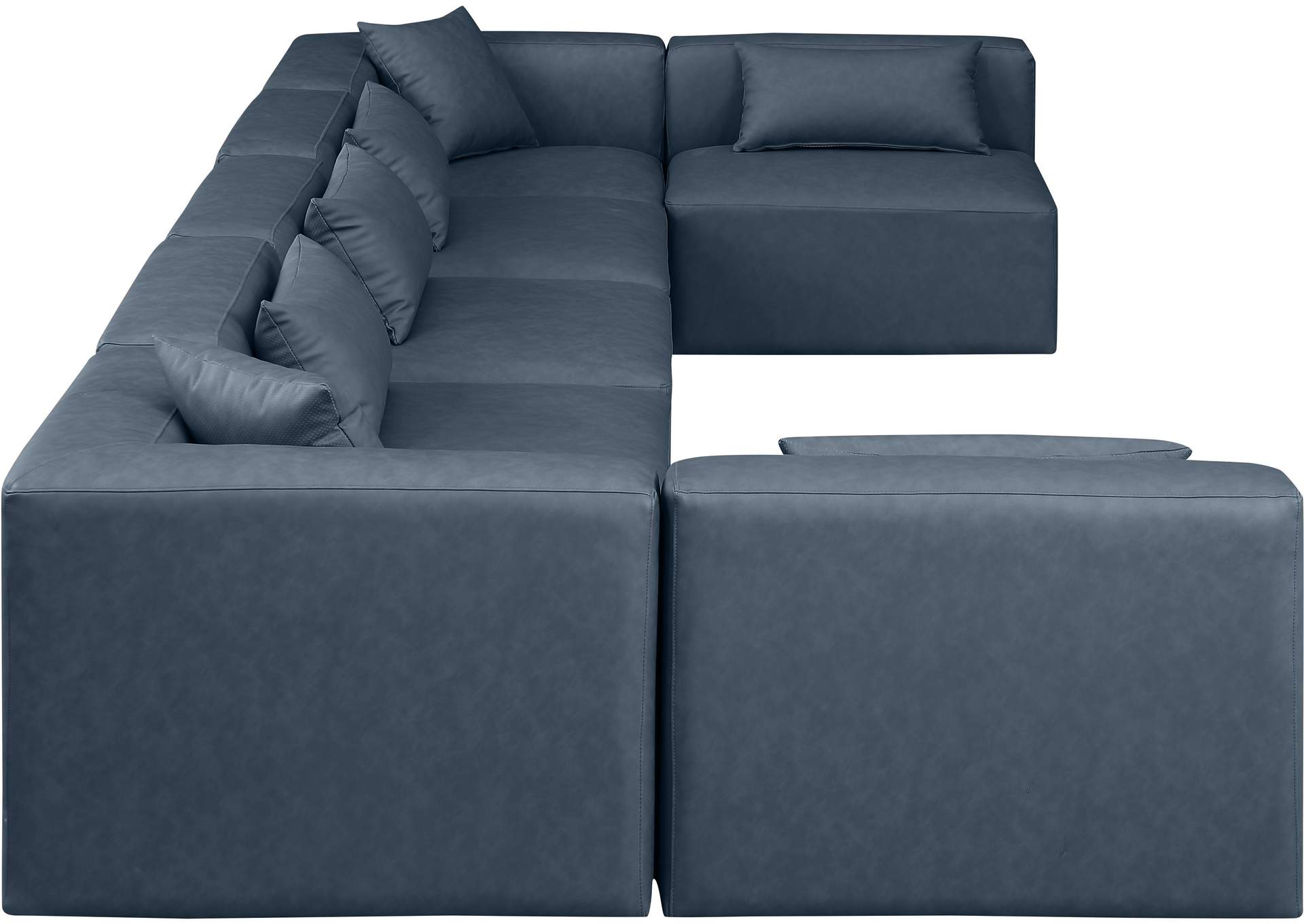 Cube Navy Blue Vegan Leather Modular Sectional image 6