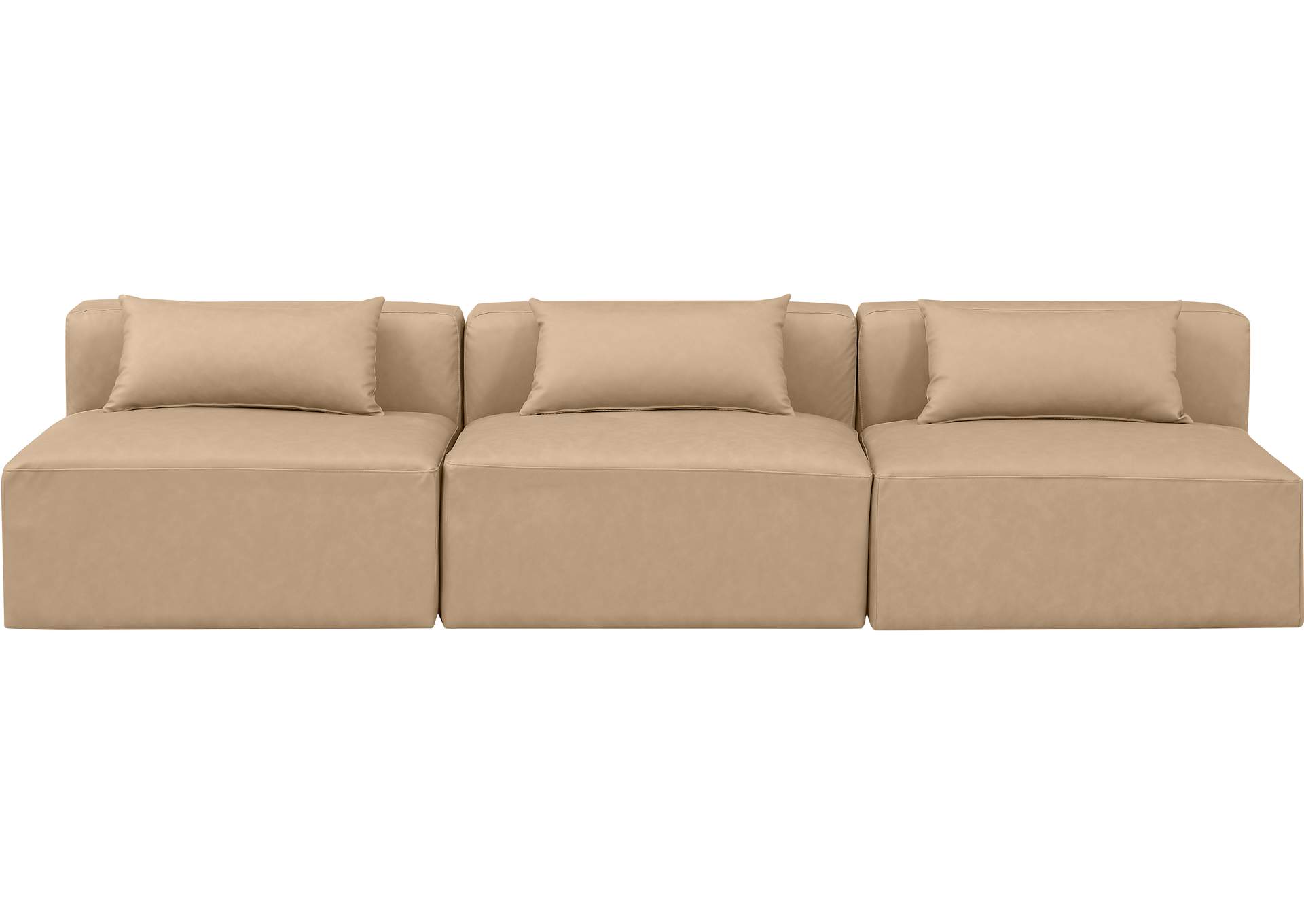 Cube Tan Vegan Leather Modular Sofa