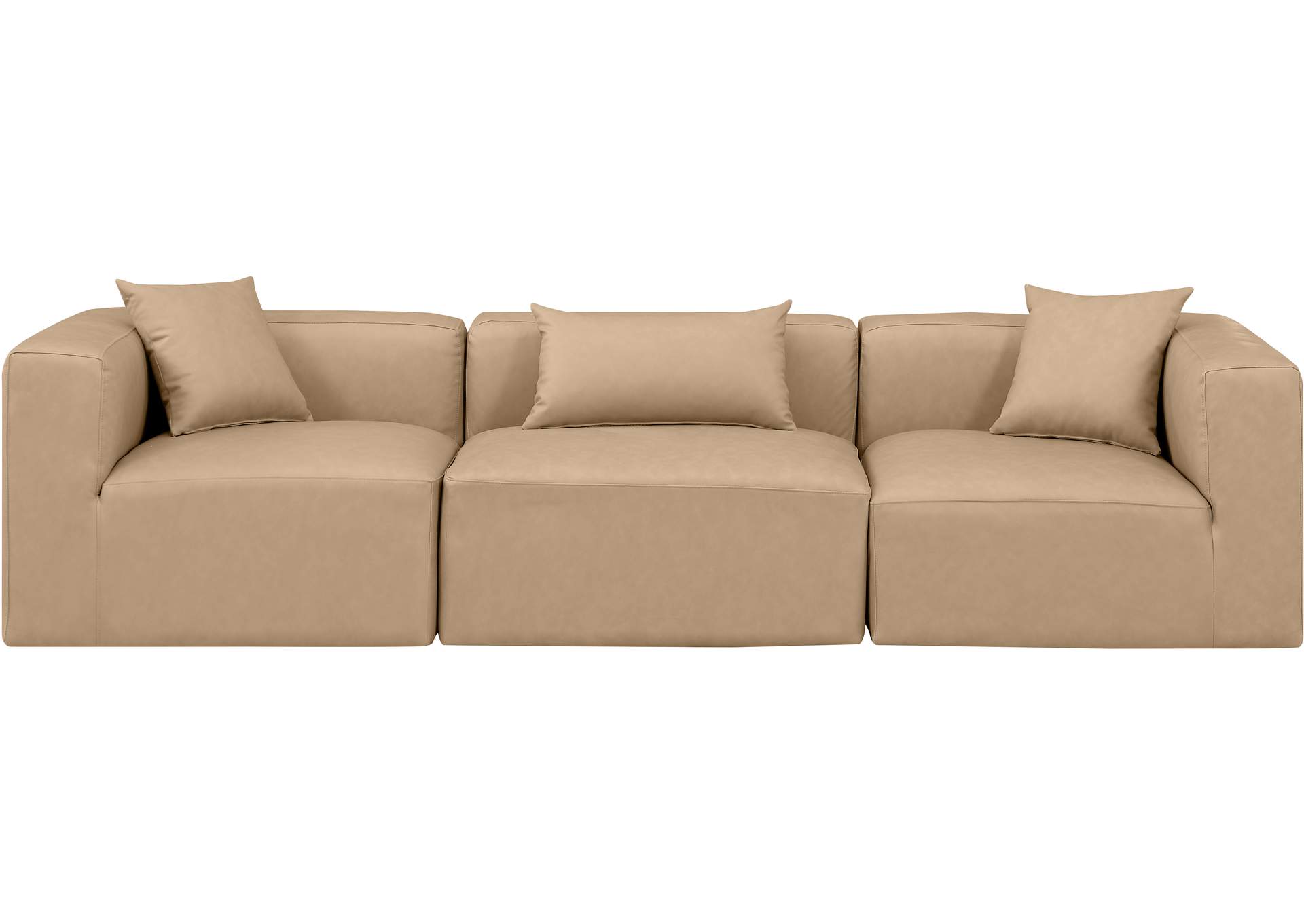 Cube Tan Vegan Leather Modular Sofa image 5