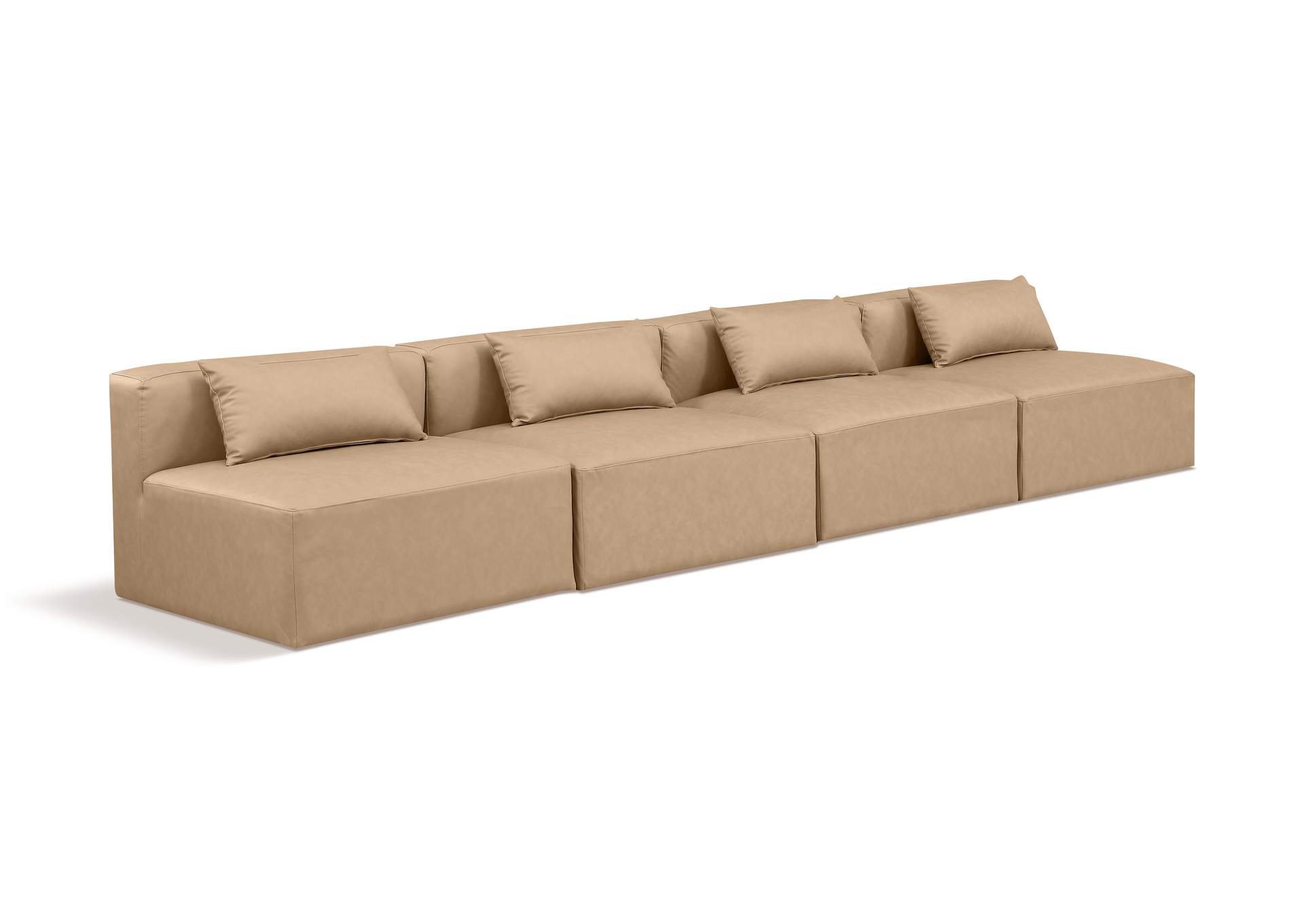 Cube Tan Vegan Leather Modular Sofa image 1