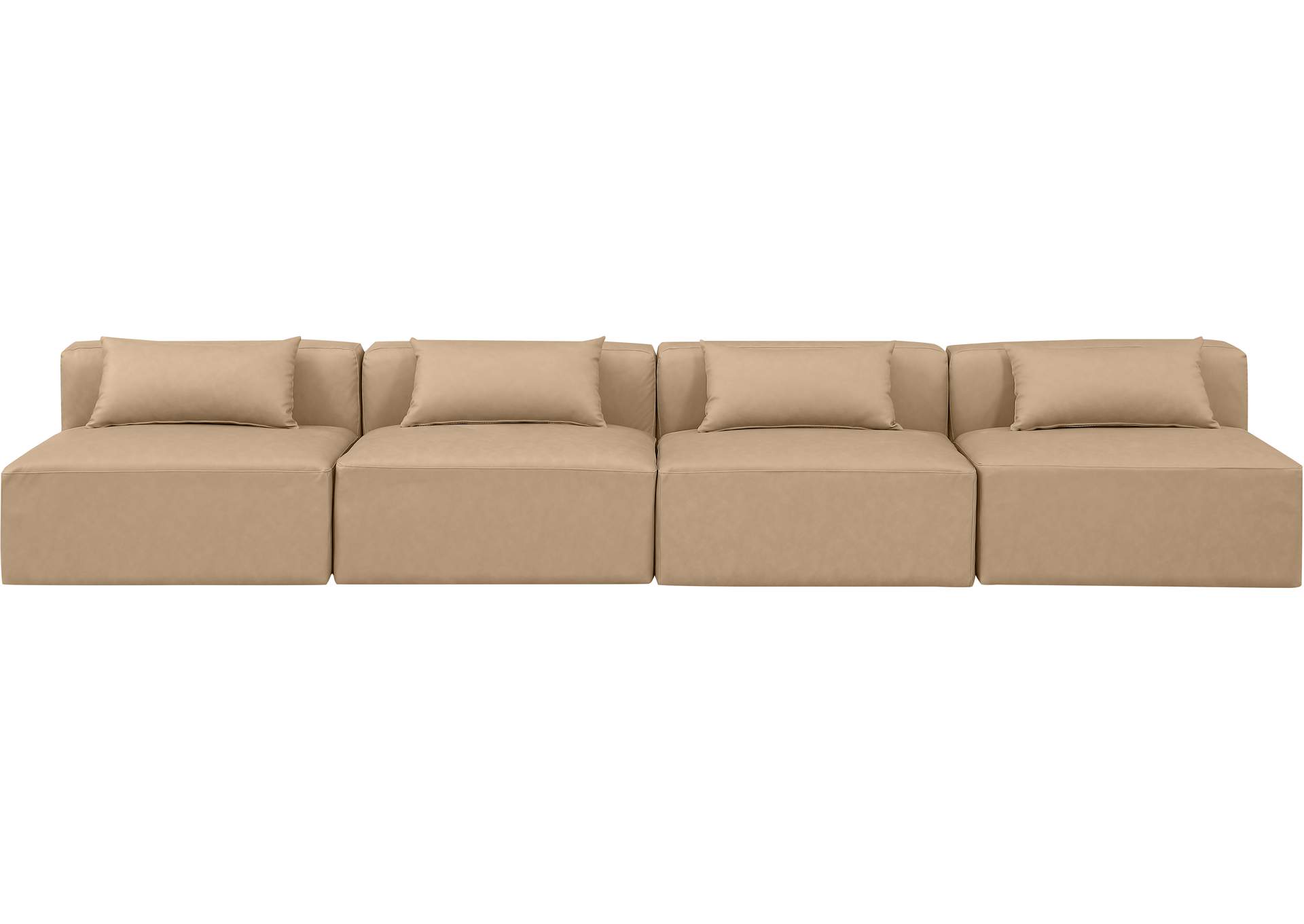Cube Tan Vegan Leather Modular Sofa image 5