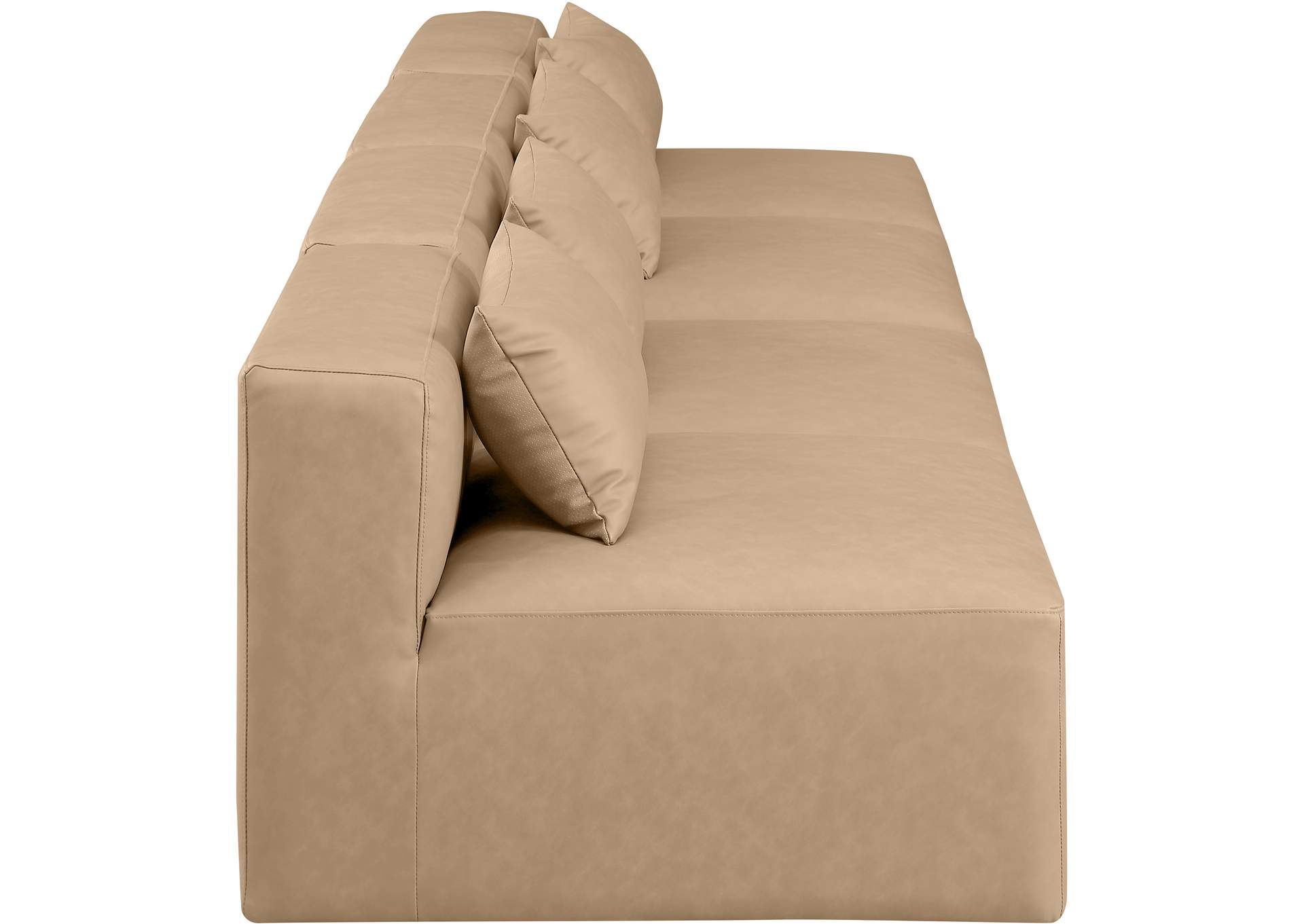 Cube Tan Vegan Leather Modular Sofa image 6