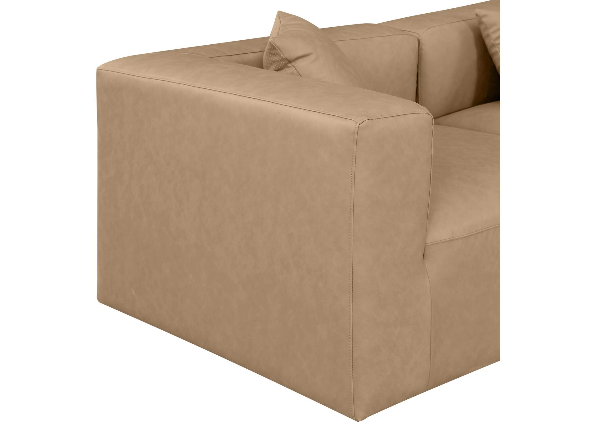 Cube Tan Vegan Leather Modular Sofa