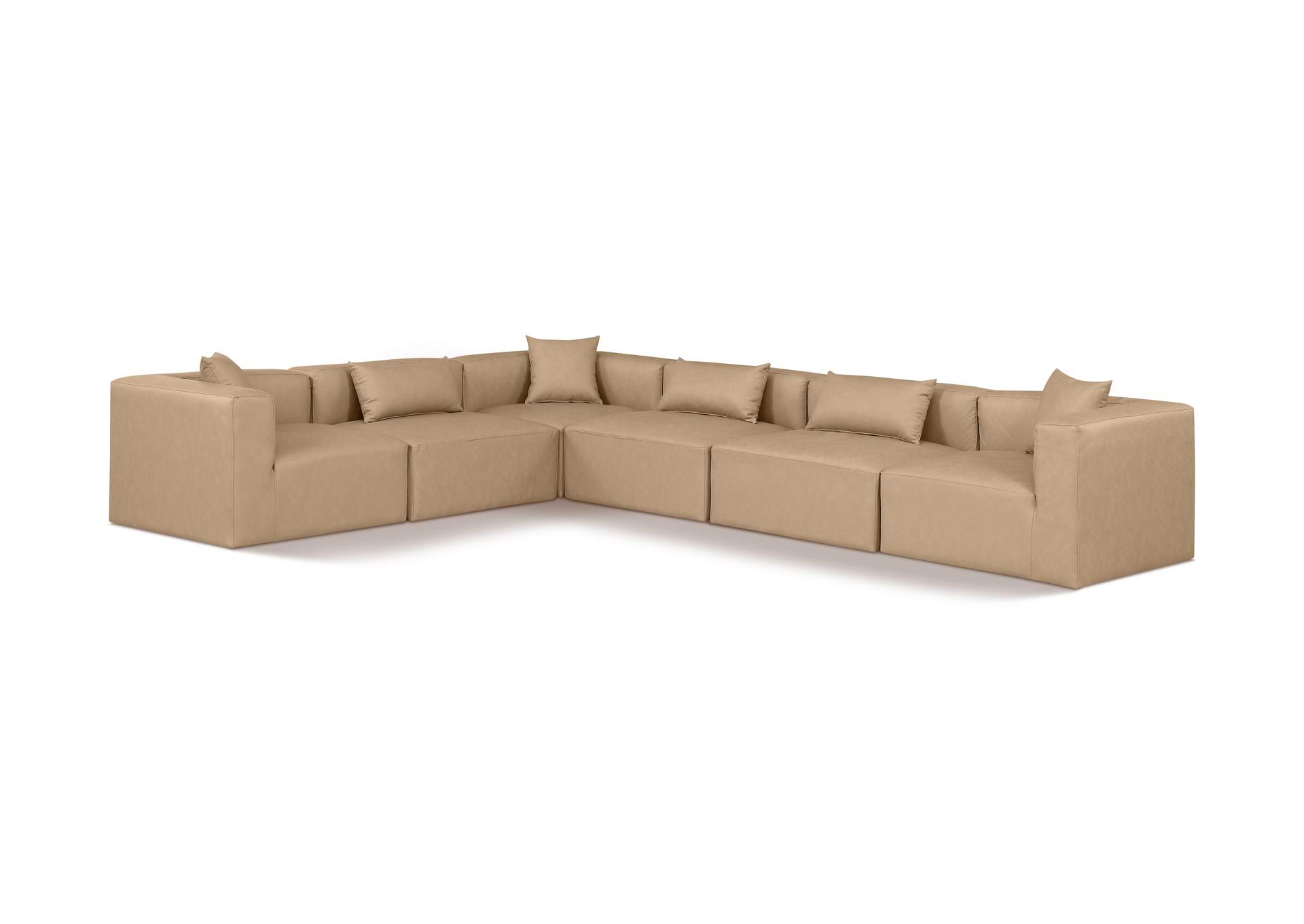 Cube Tan Vegan Leather Modular Sectional