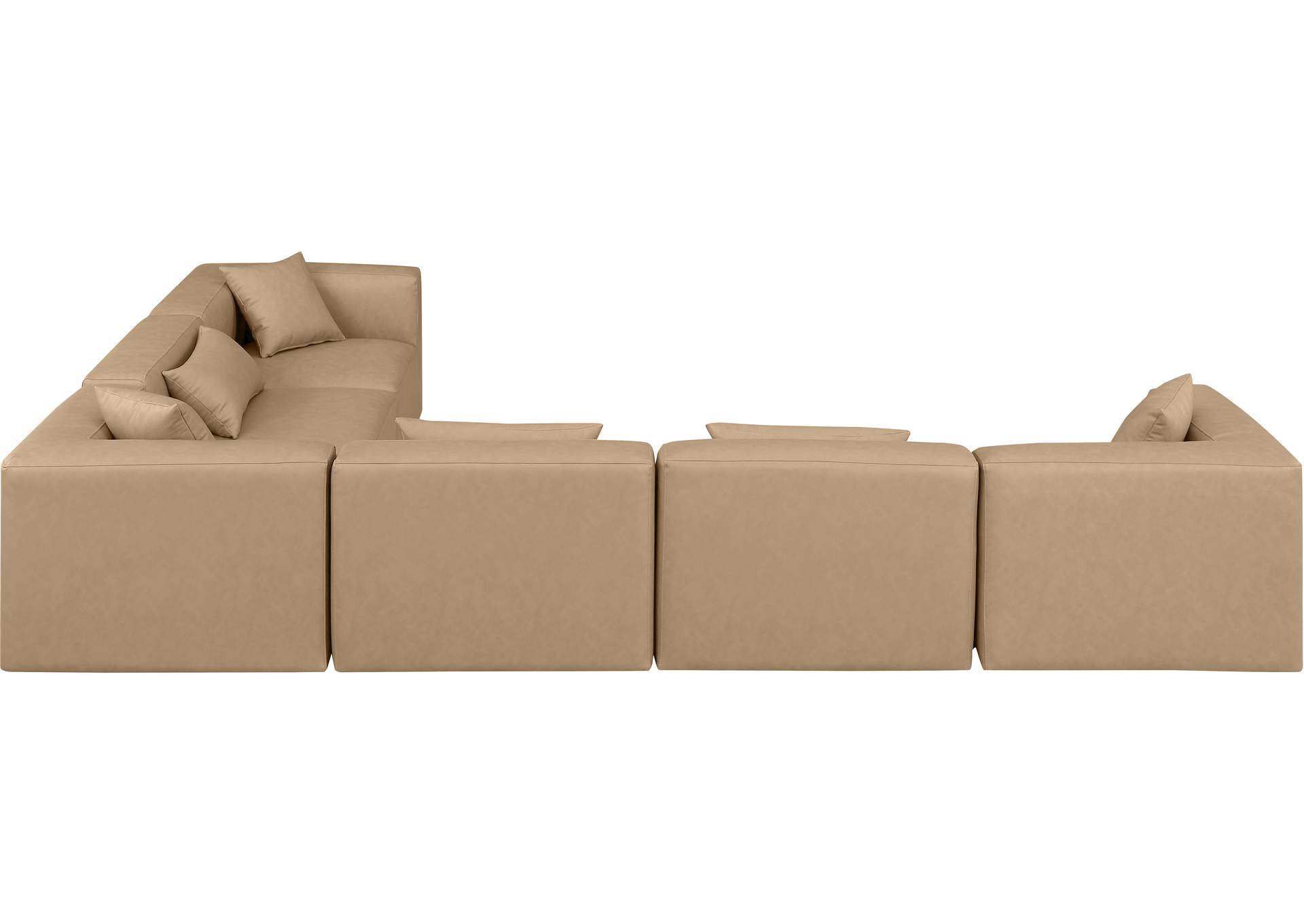 Cube Tan Vegan Leather Modular Sectional