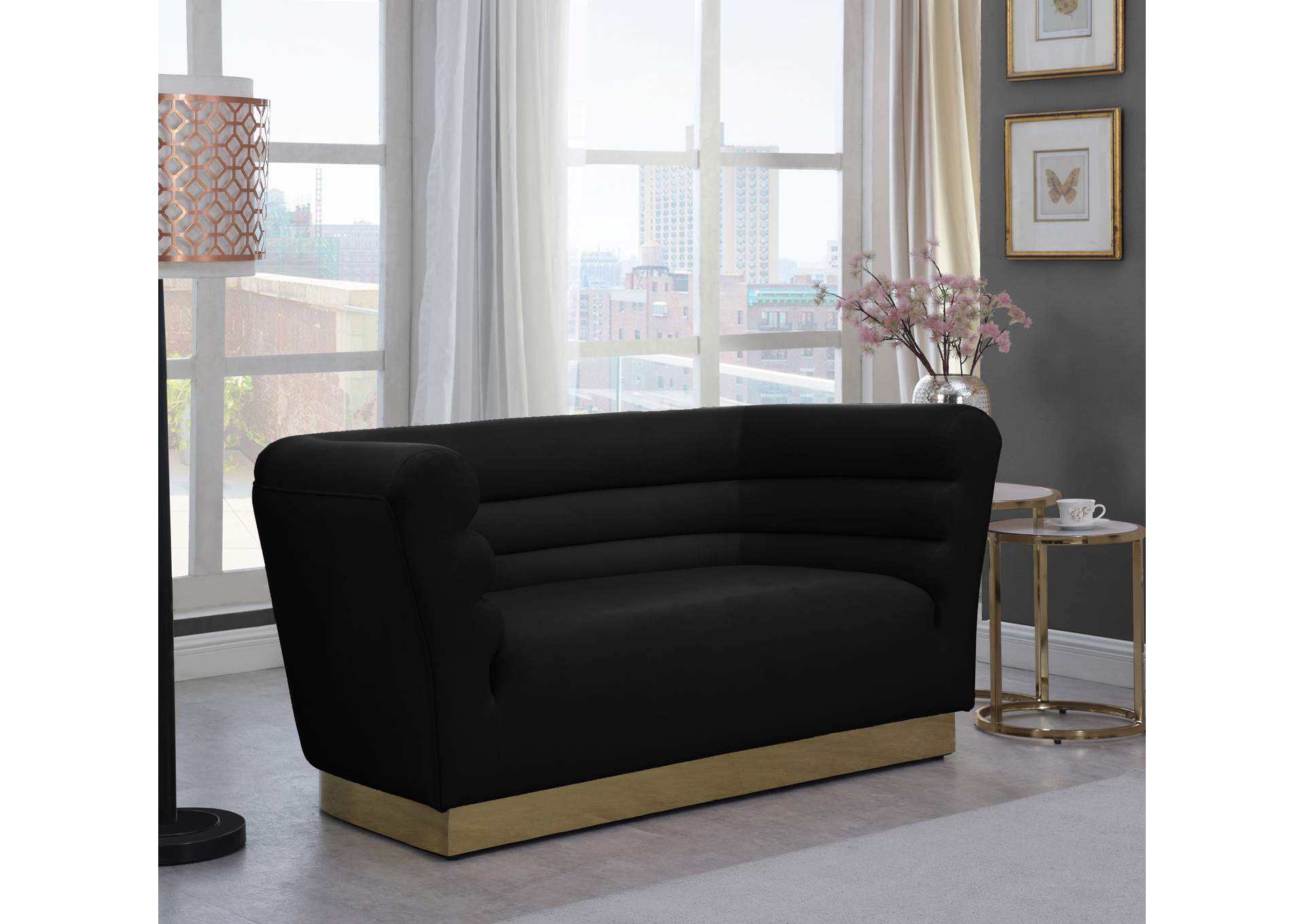Bellini Black Velvet Loveseat