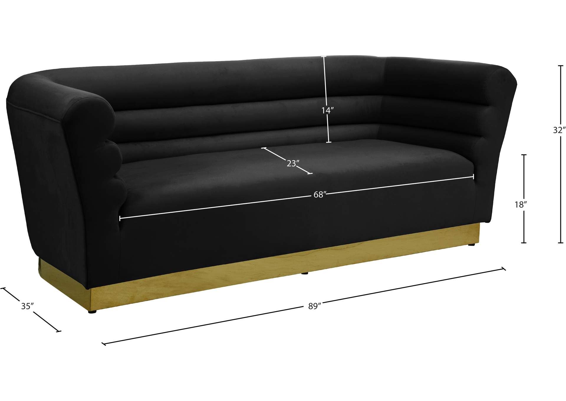 Bellini Black Velvet Sofa