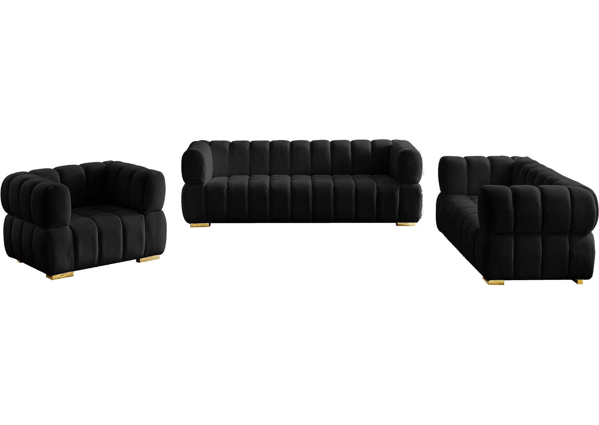 Gwen Black Velvet Sofa