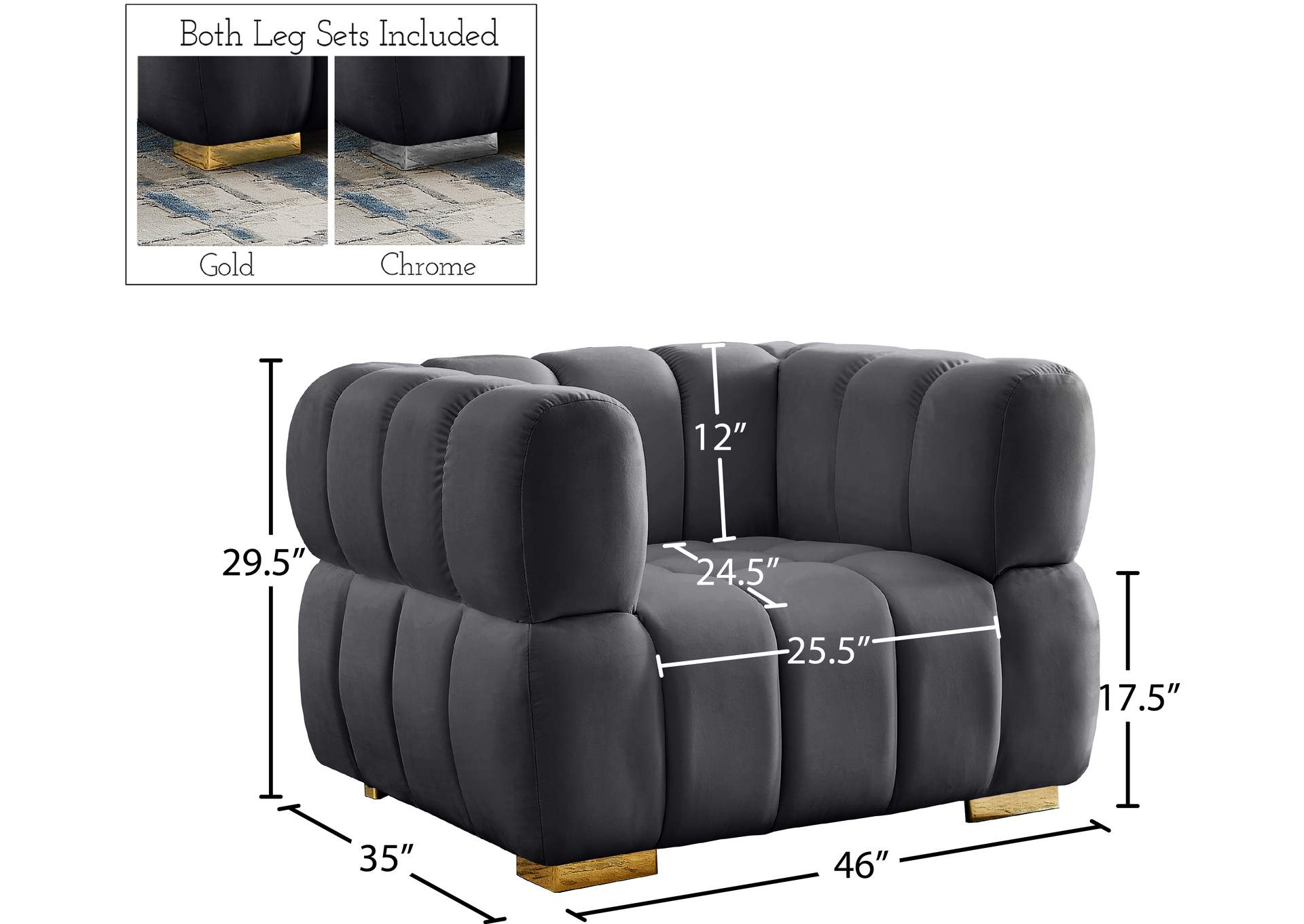 Gwen Grey Velvet Chair