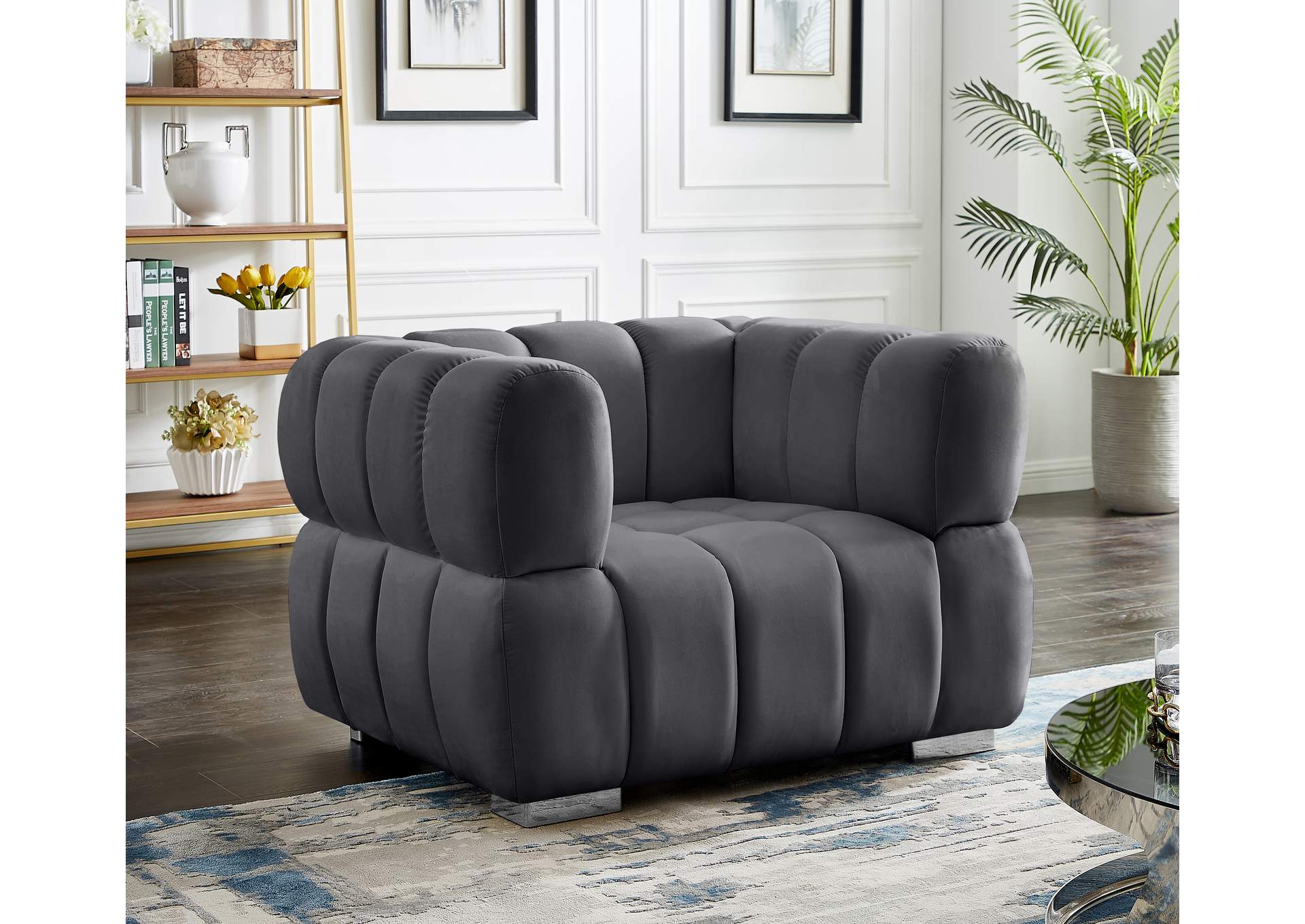 Gwen Grey Velvet Chair