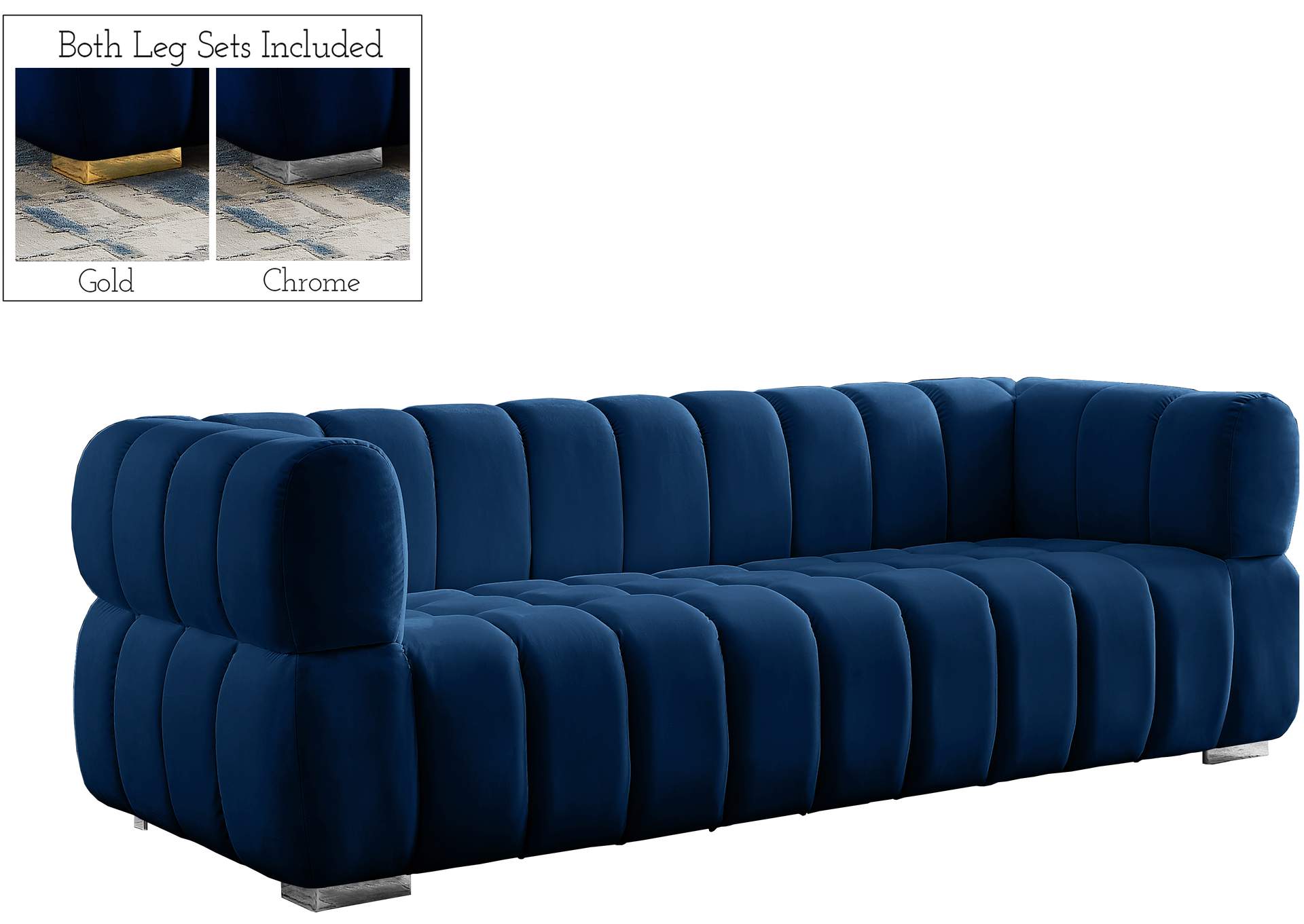 Gwen Navy Velvet Sofa