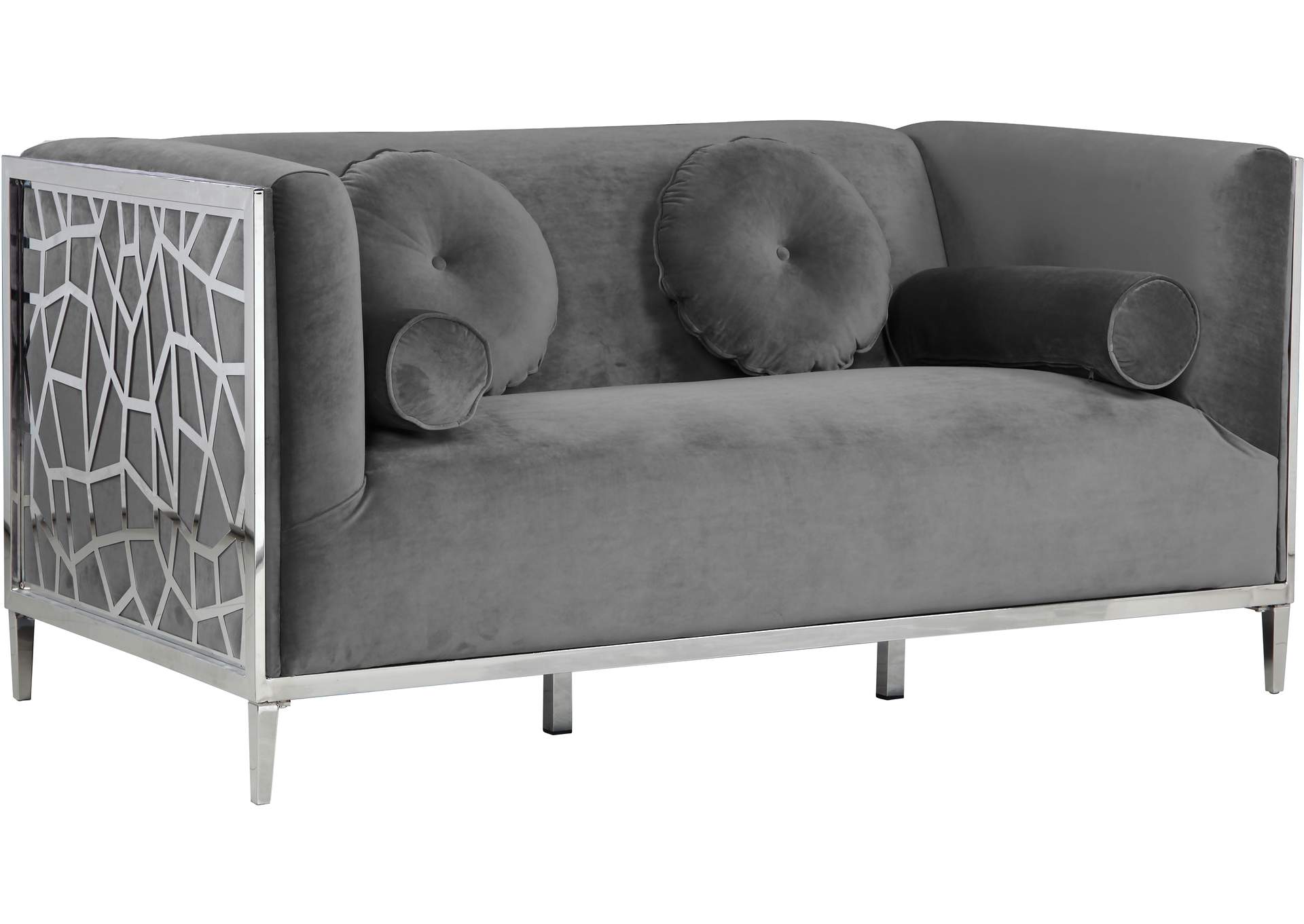Opal Grey Velvet Loveseat