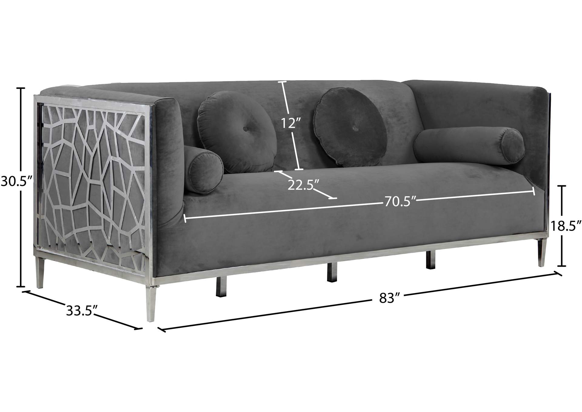 Opal Grey Velvet Sofa