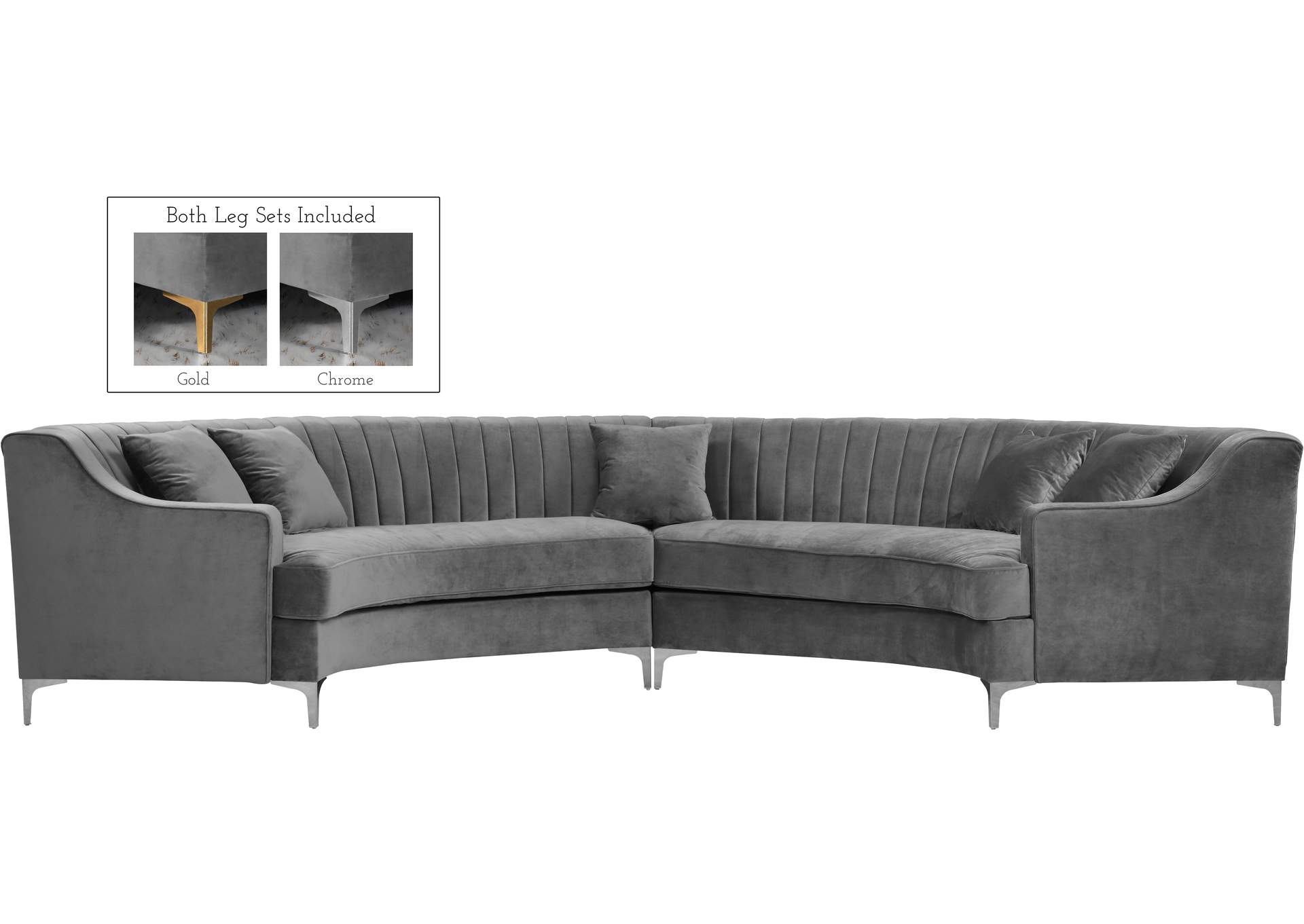 Jackson Grey Velvet 2 Piece Sectional