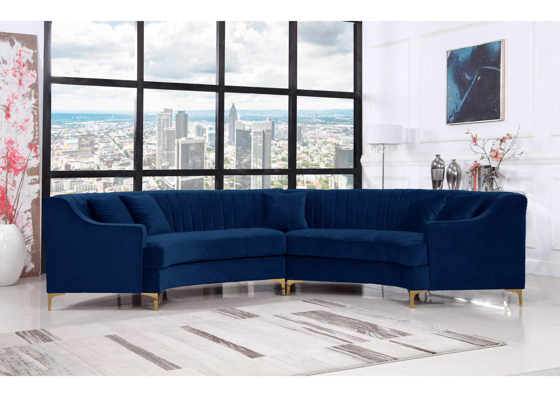 Jackson Navy Velvet 2 Piece Sectional