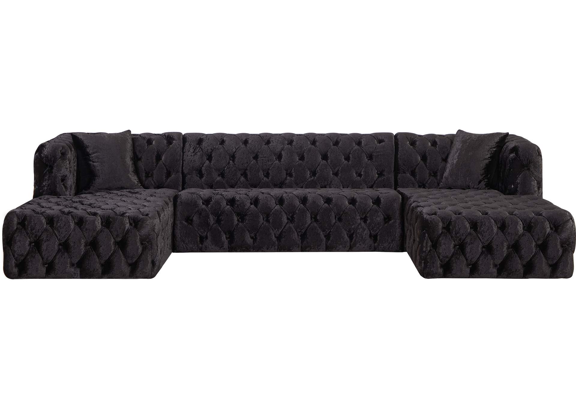 Coco Black Velvet 3 Piece Sectional (3 Boxes)