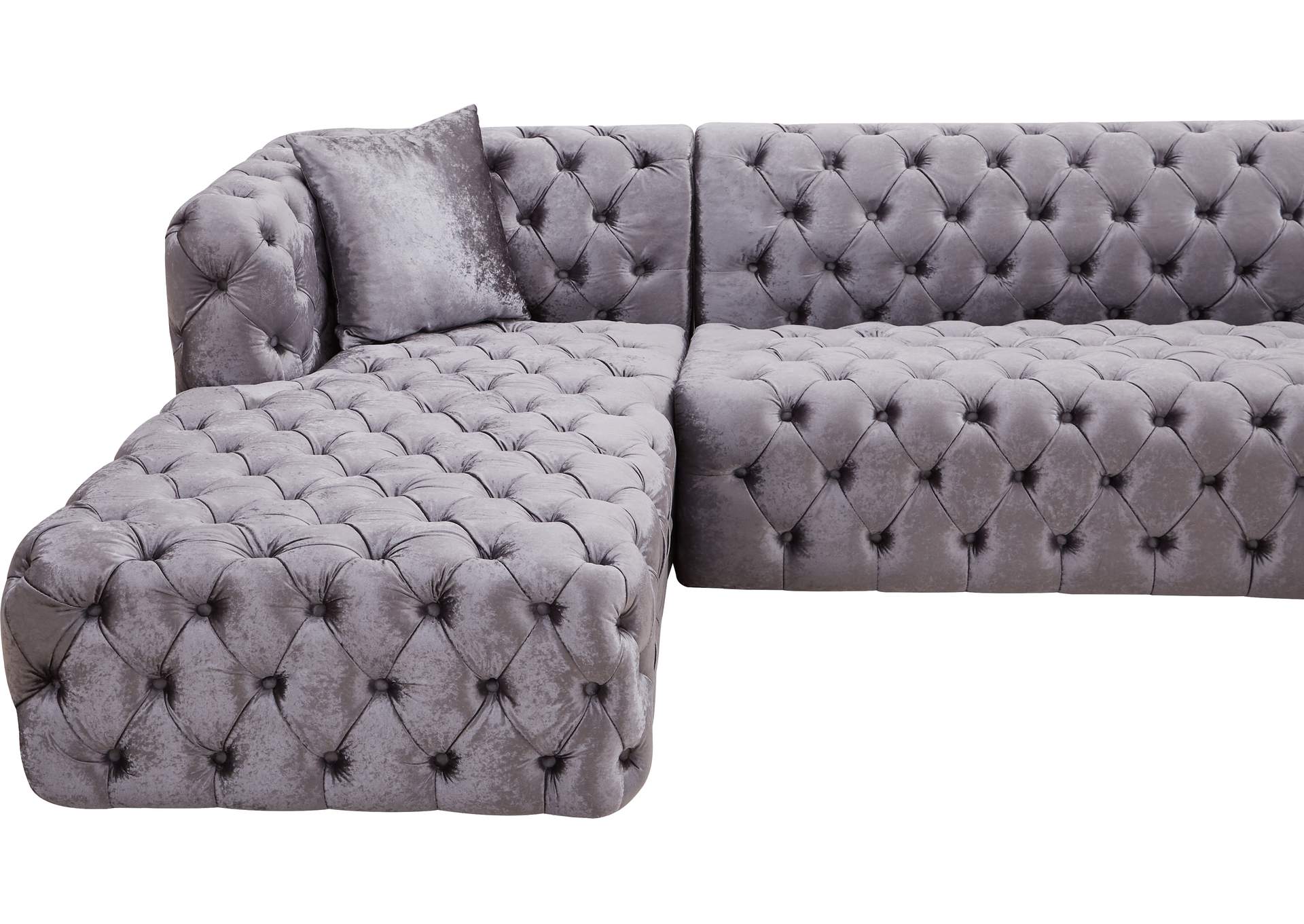 Coco Grey Velvet 3 Piece Sectional (3 Boxes)
