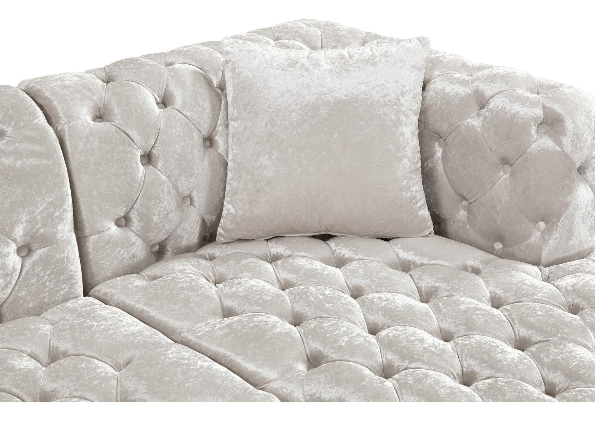 Coco White Velvet 3 Piece Sectional (3 Boxes)