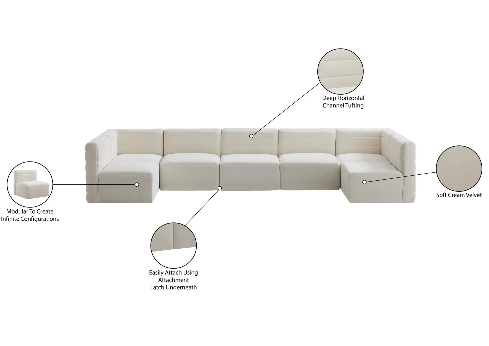 Quincy Cream Velvet Modular Sectional