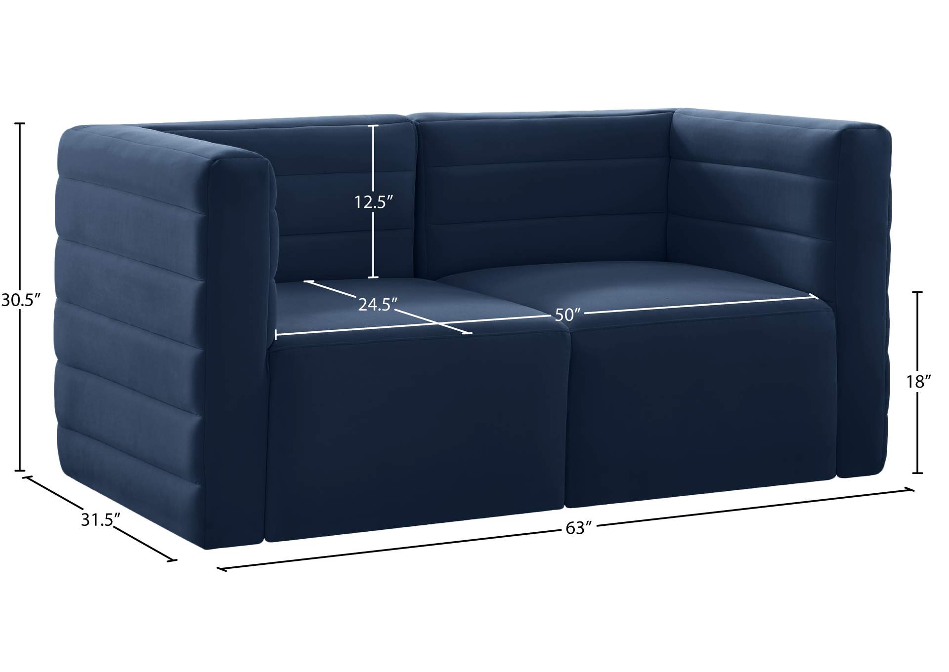 Quincy Navy Velvet Modular Sofa