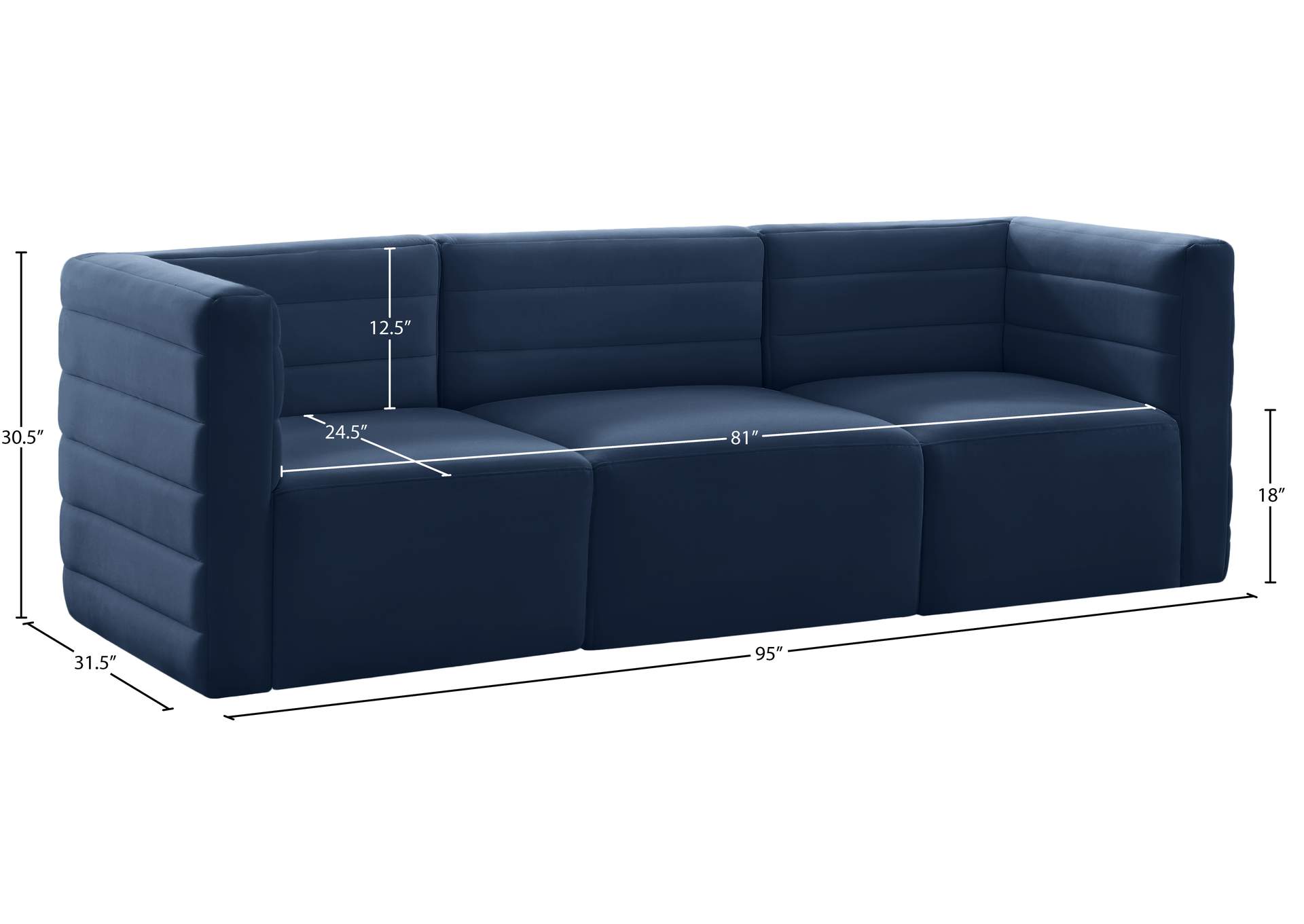 Quincy Navy Velvet Modular Sofa