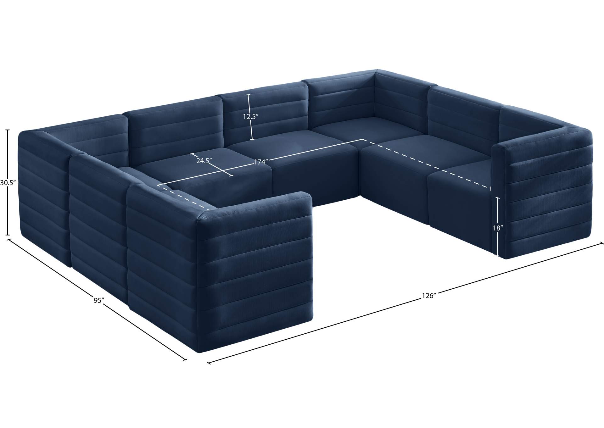 Quincy Navy Velvet Modular Sectional