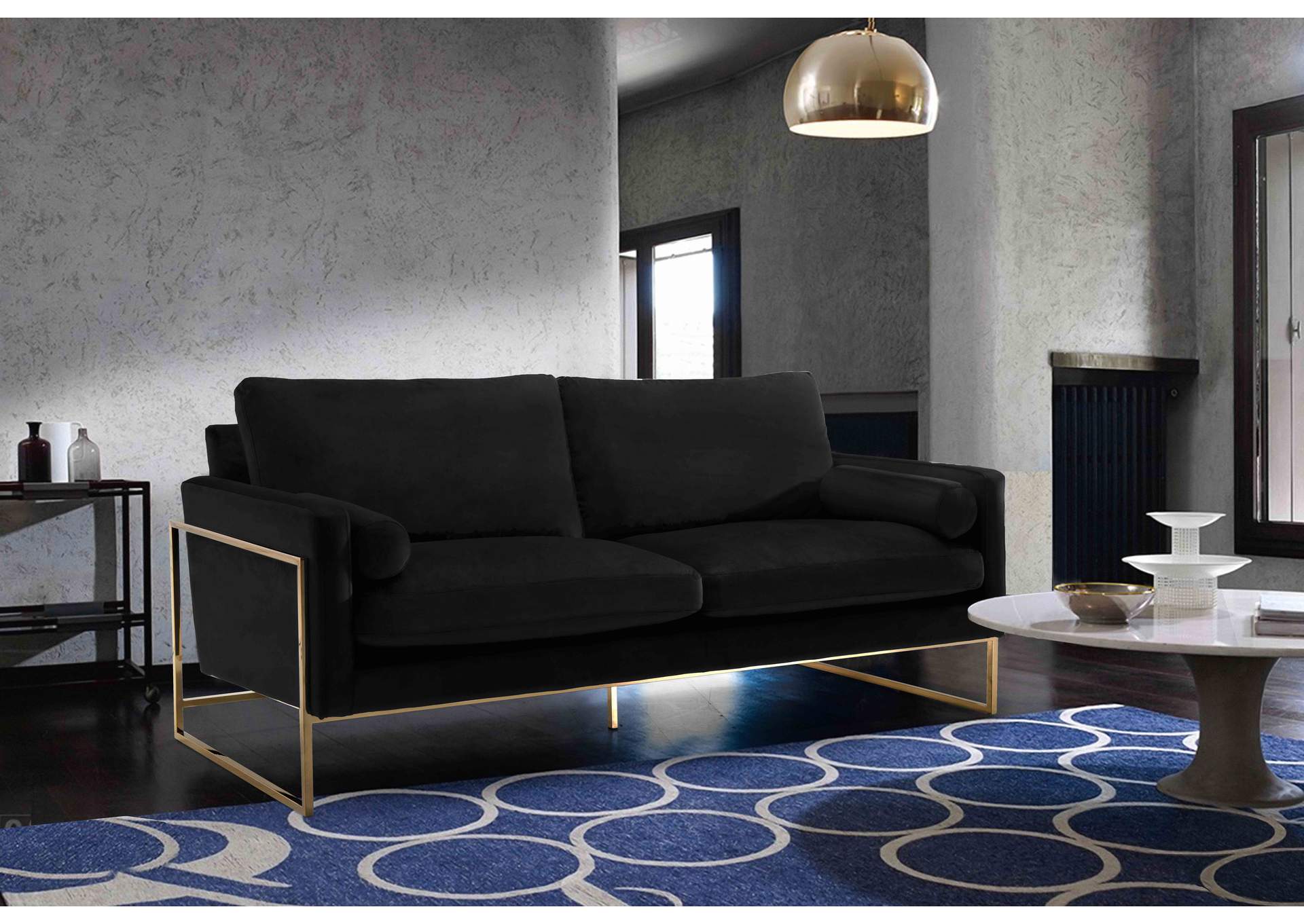 Mila Black Velvet Sofa