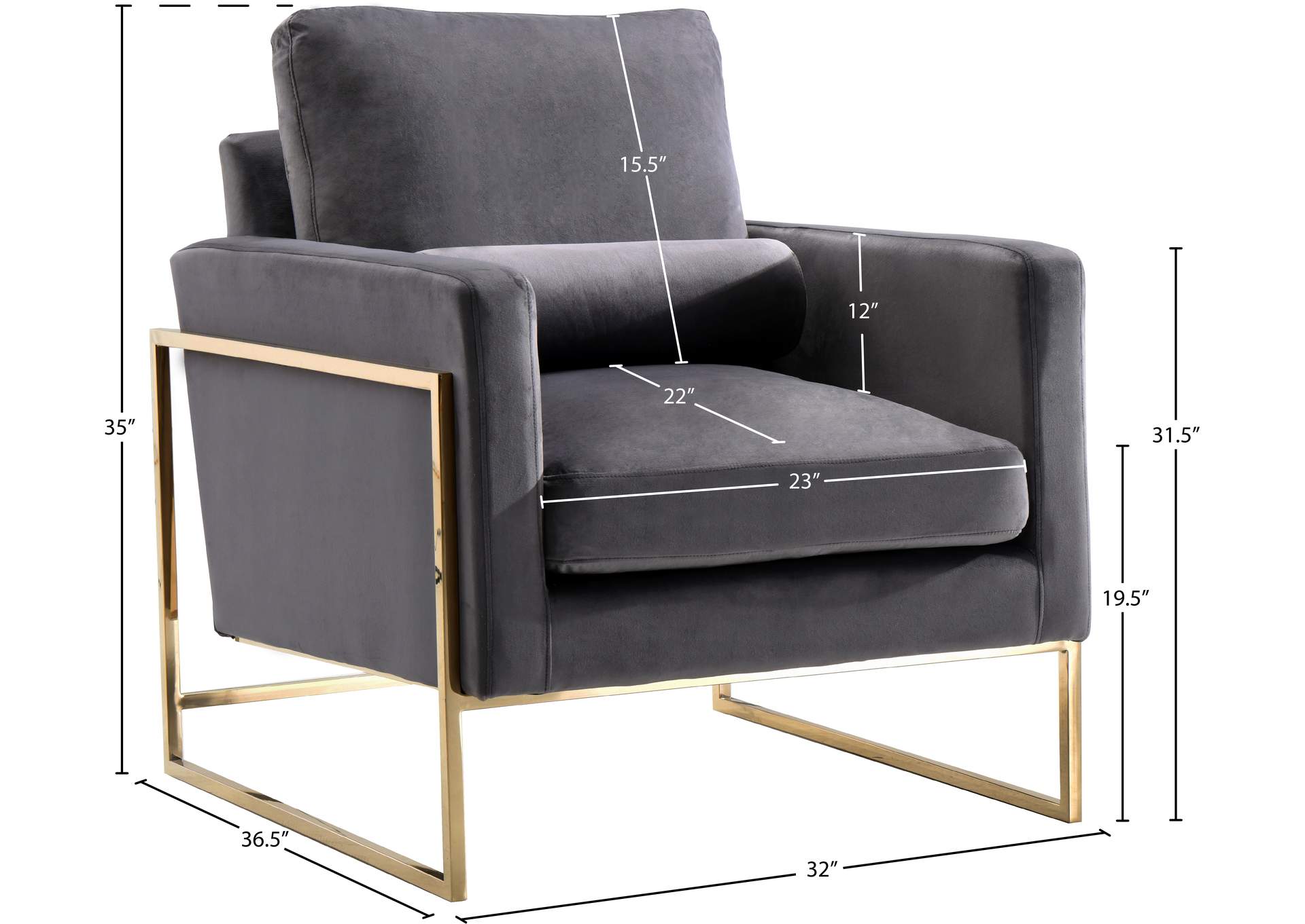 Mila Grey Velvet Chair