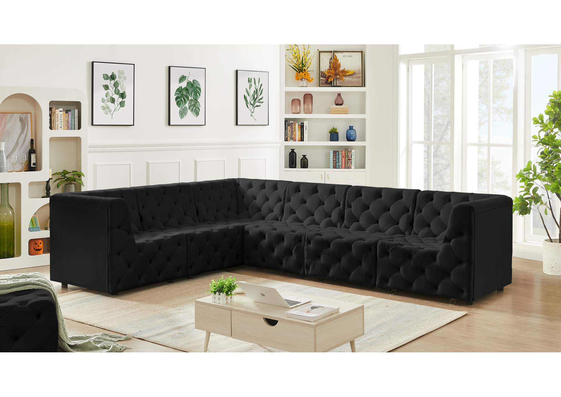 Tuft Black Velvet Modular Sectional