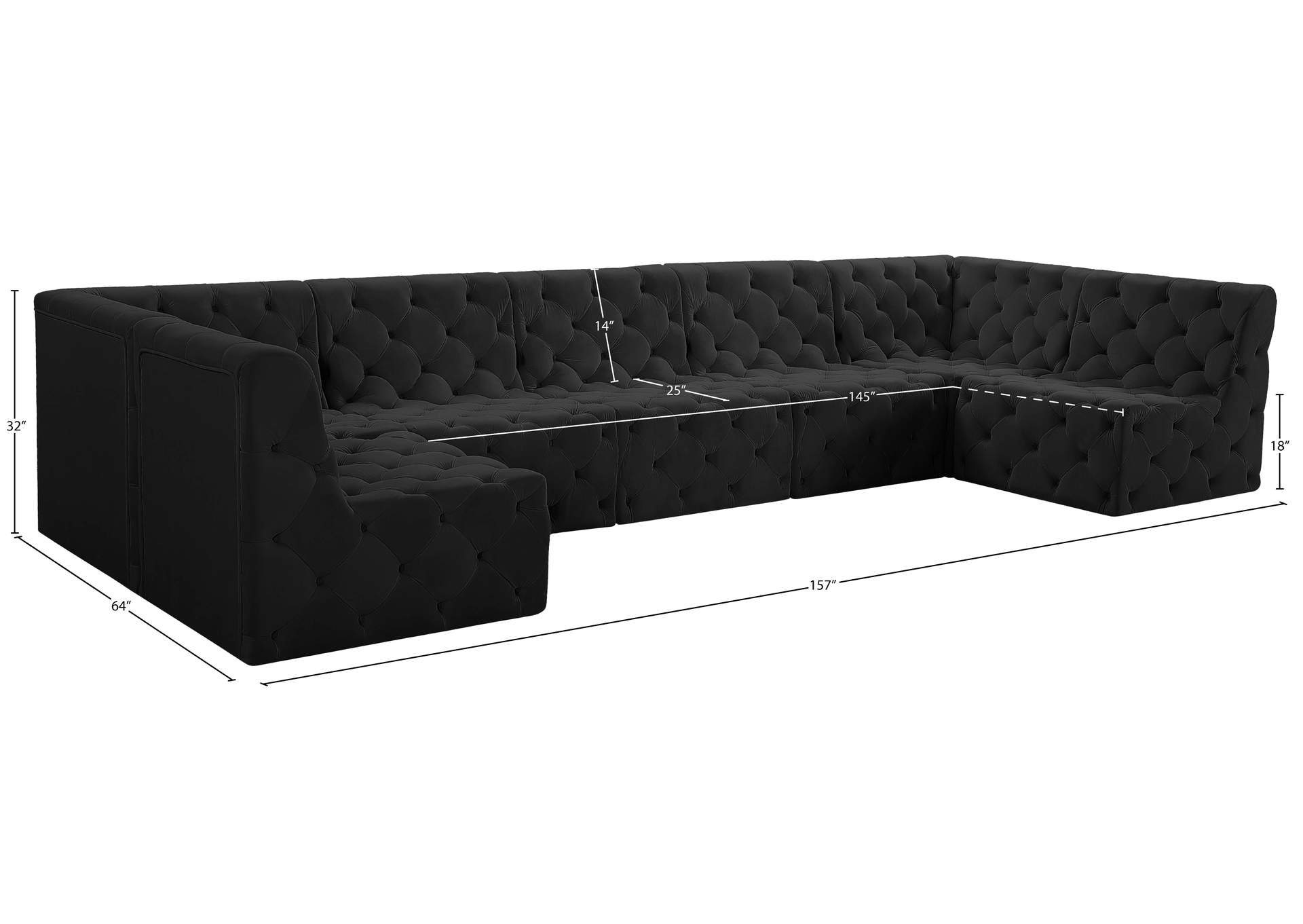 Tuft Black Velvet Modular Sectional